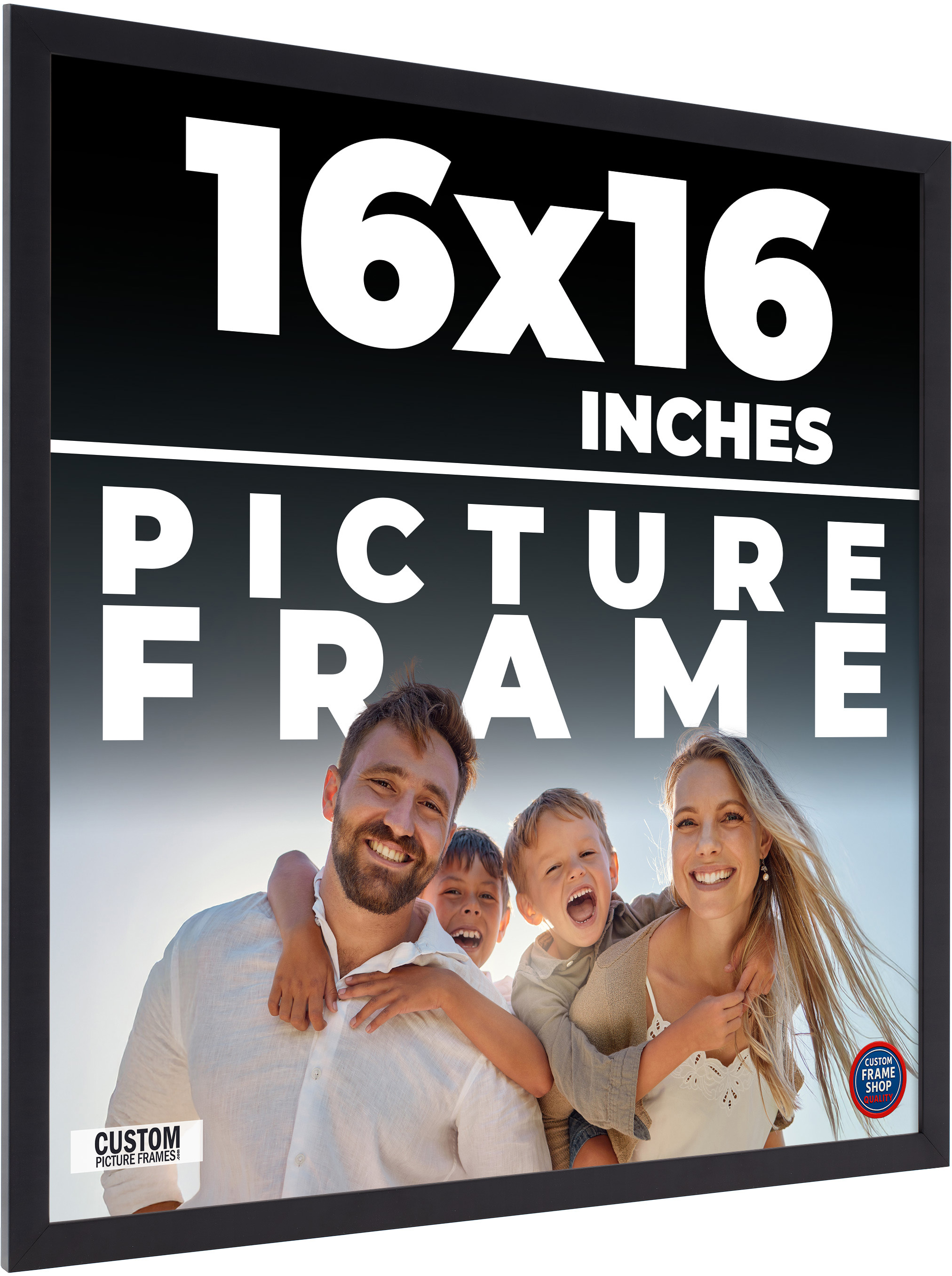 Square Minimalist Black Picture Frame – UV Acrylic, Backing, Hanging Hardware