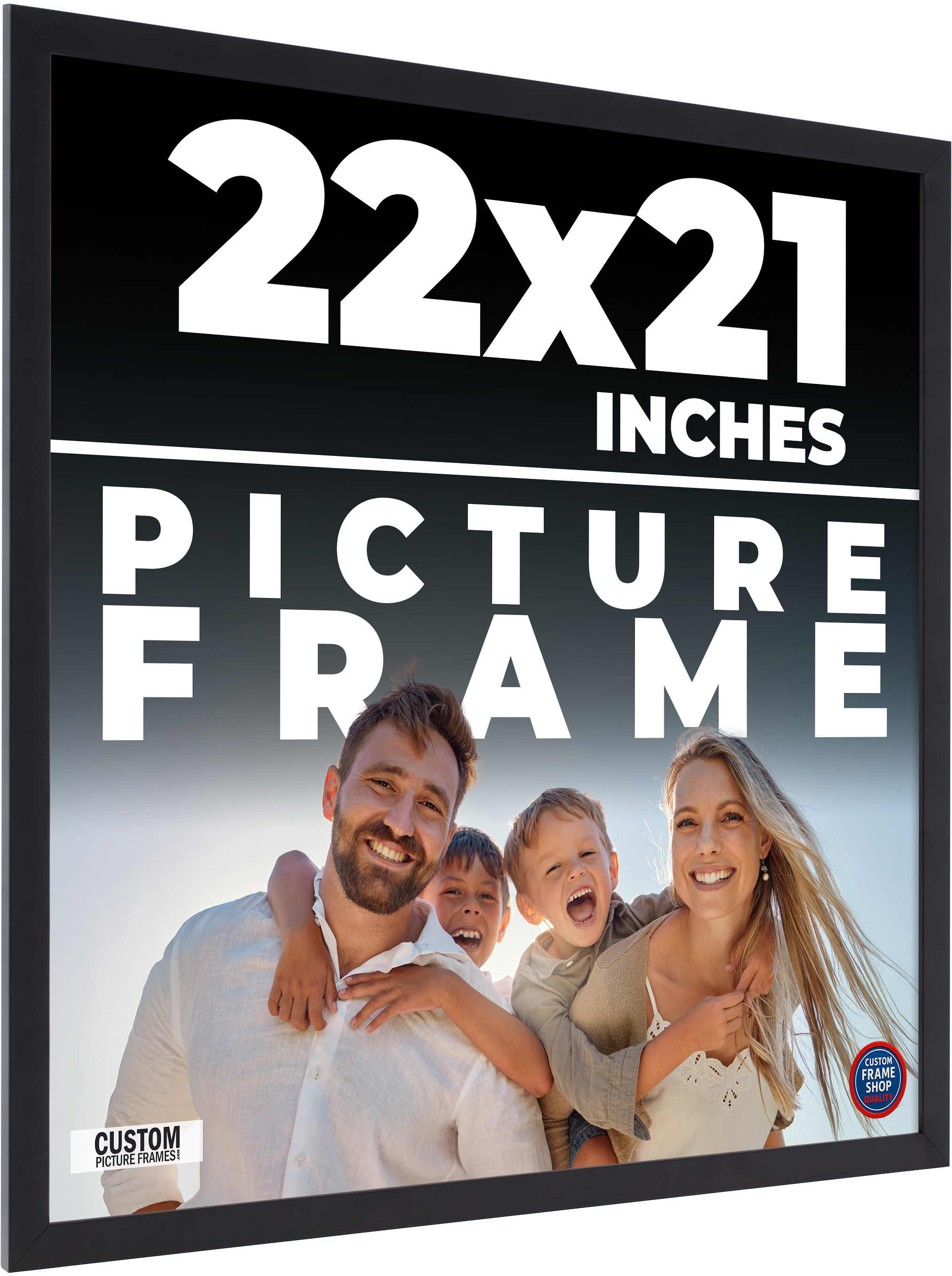 22×21 Frame Black Picture Frame Modern Photo Frame UV Acrylic, Acid Free Backer