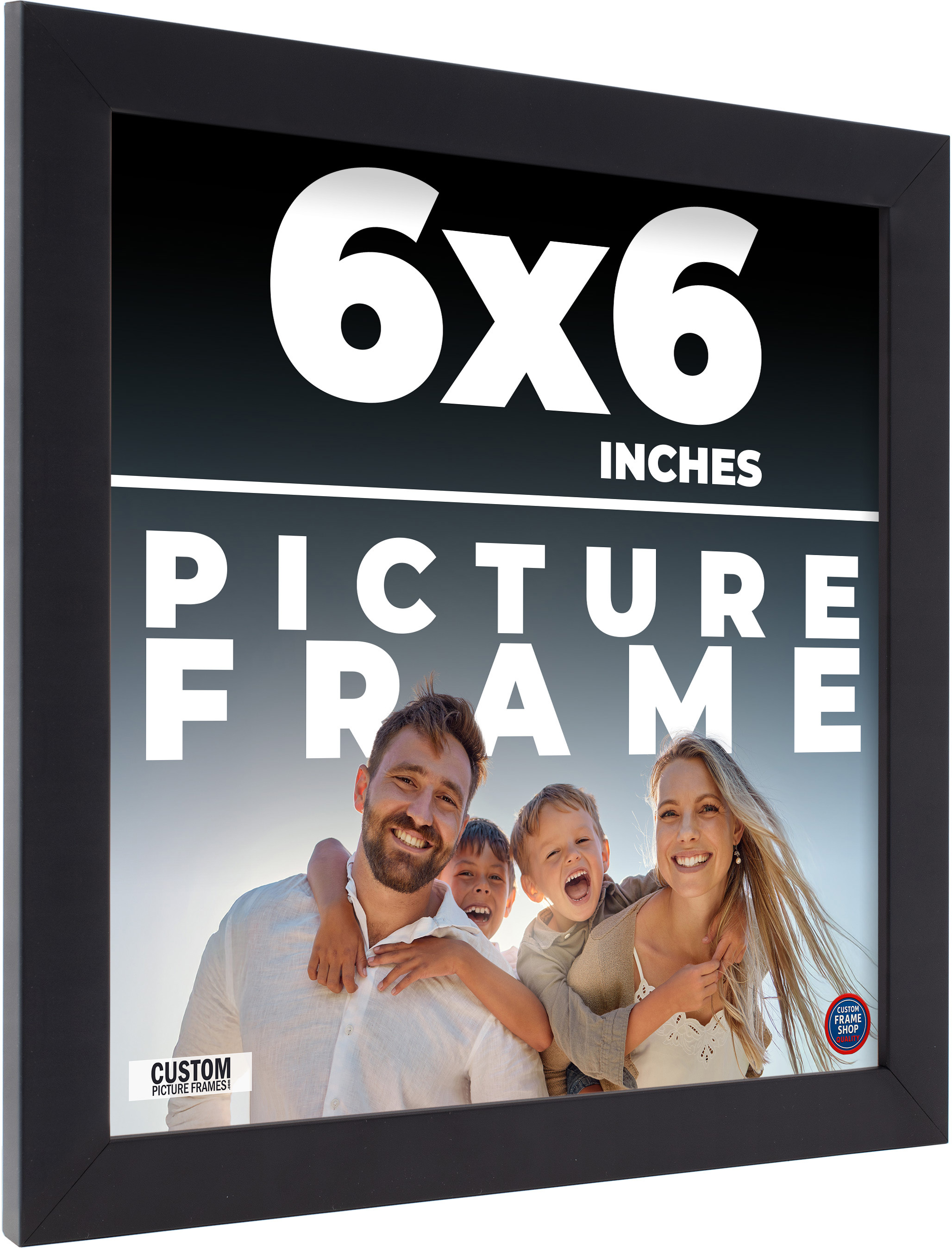 6×6 Frame Black Picture Frame Modern Photo Frame UV Acrylic, Acid Free no Mat