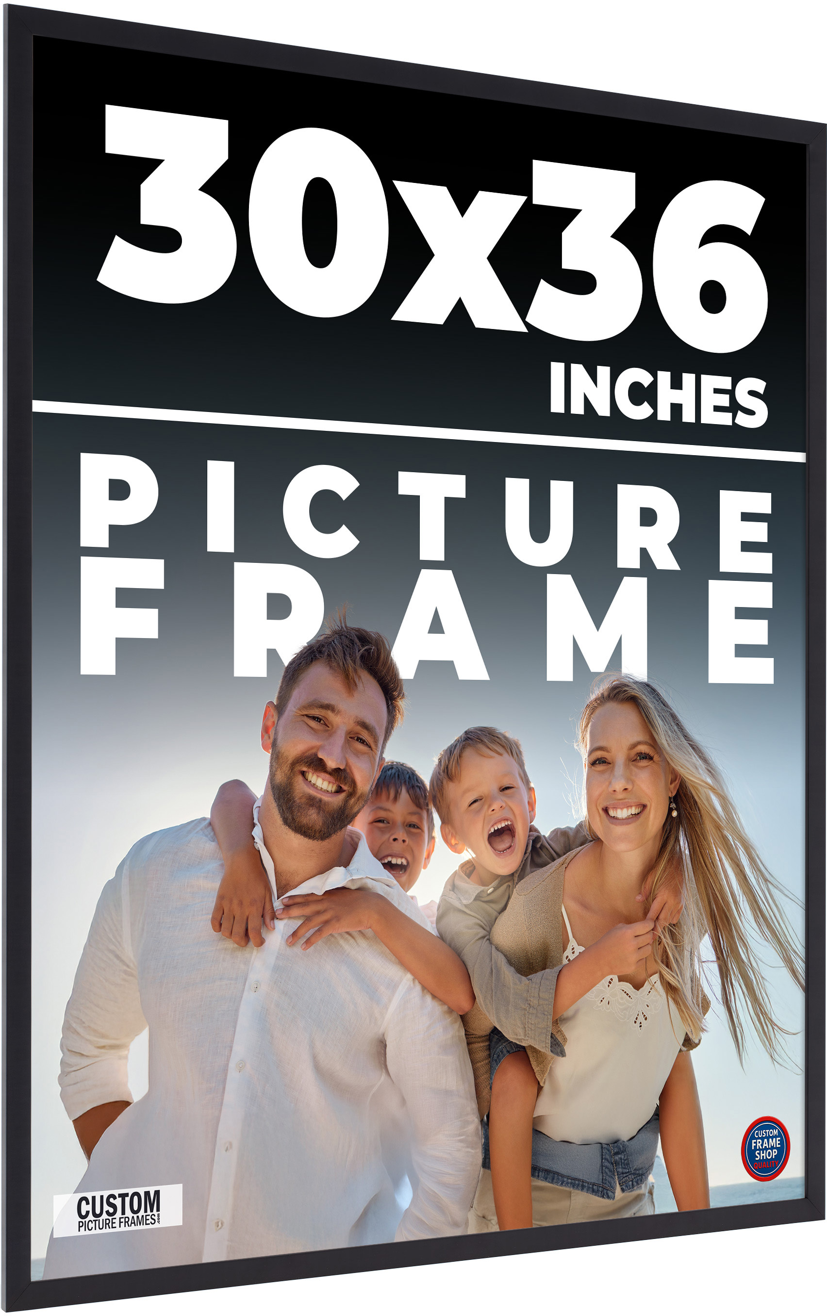 30×36 Frame Black Picture Frame Modern Photo Frame UV Acrylic, Acid Free Backer