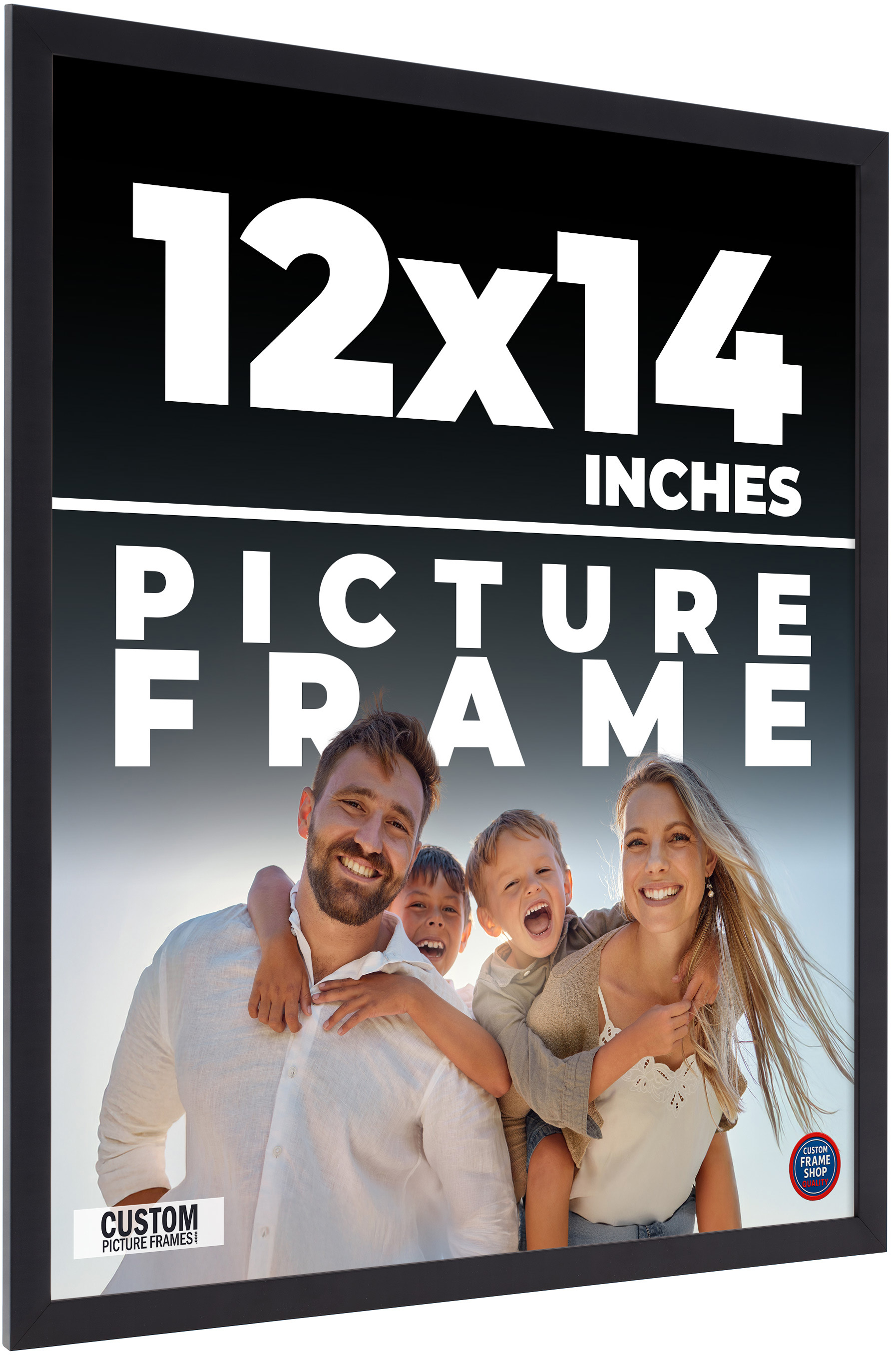 12x14 Frame Black Solid Wood Picture Frame | 0.75 Inch Moulding Width | Includes