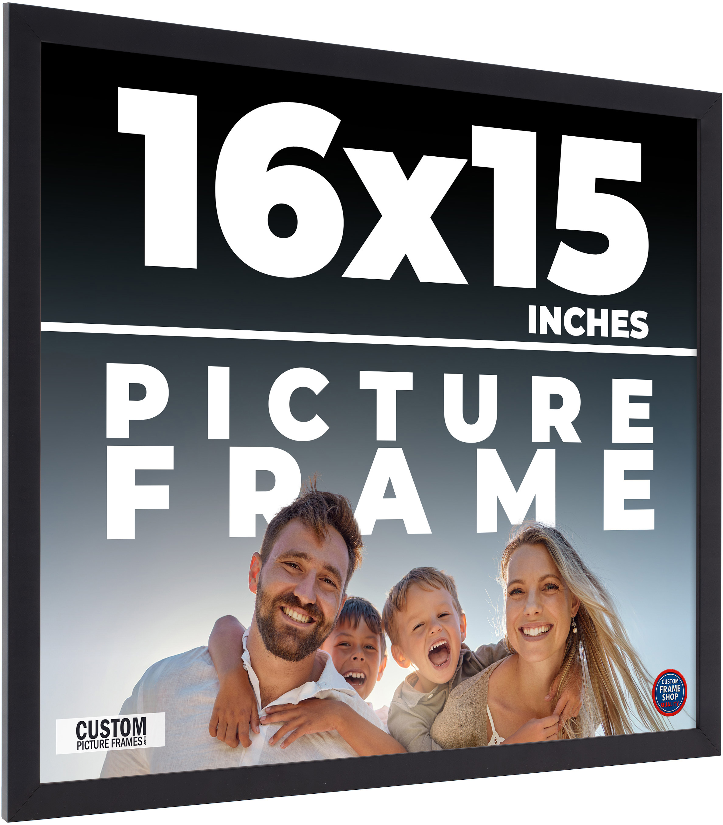 16×15 Frame Black Picture Frame Modern Photo Frame UV Acrylic, Acid Free Backer