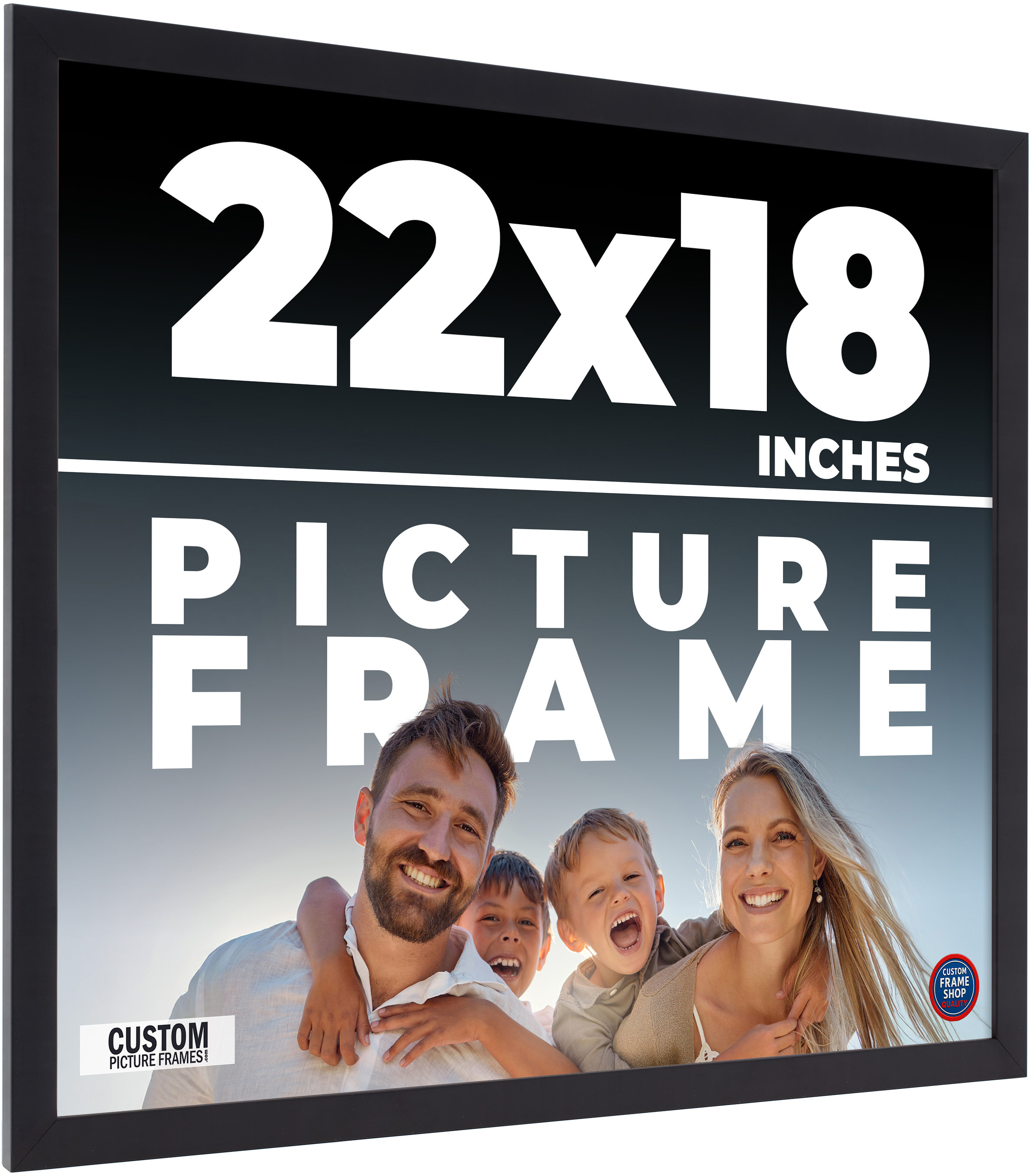 22×18 Frame Black Picture Frame Modern Photo Frame UV Acrylic, Acid Free Backer