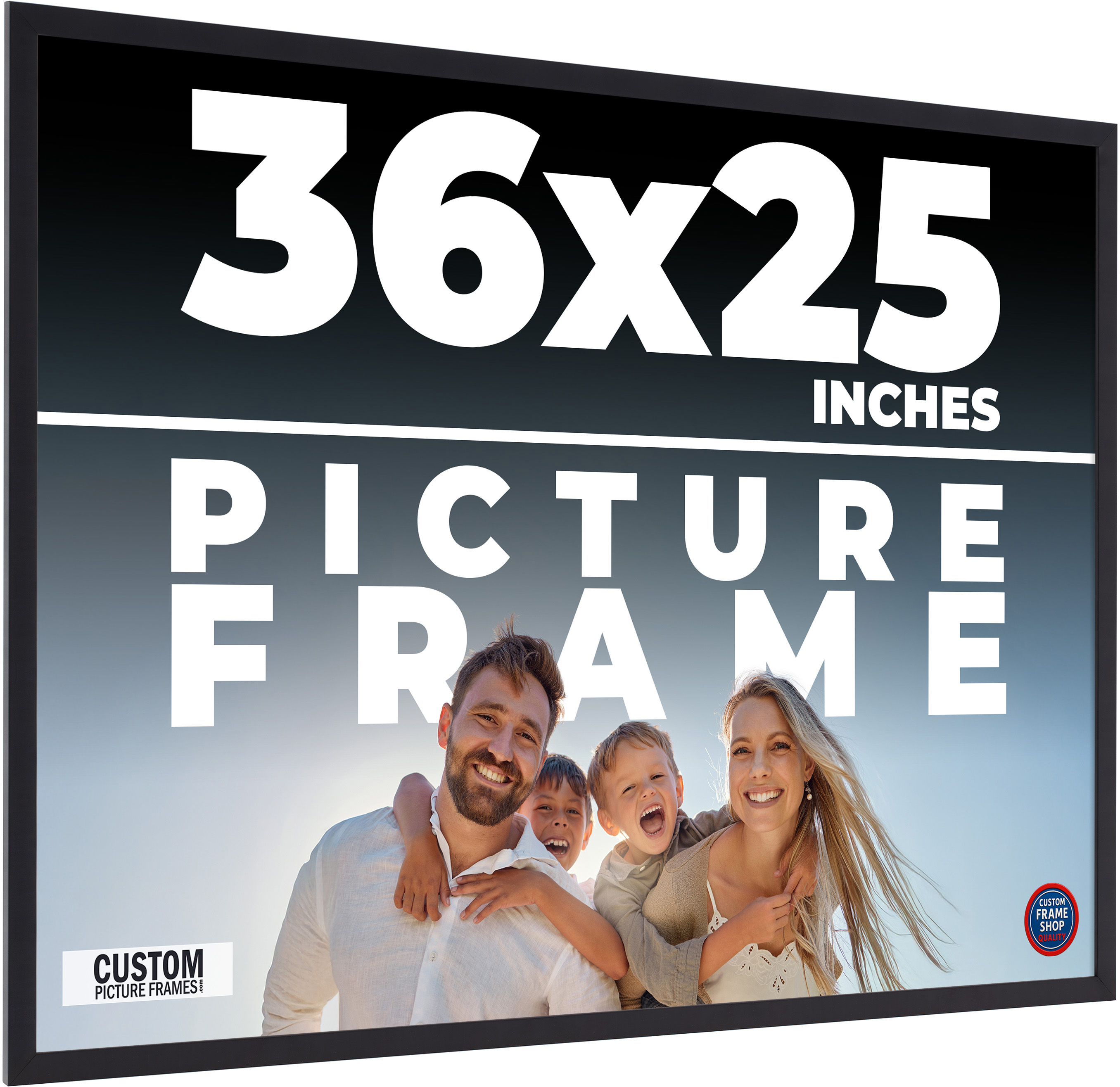 36×25 Frame Black Picture Frame Modern Photo Frame UV Acrylic, Acid Free Backer