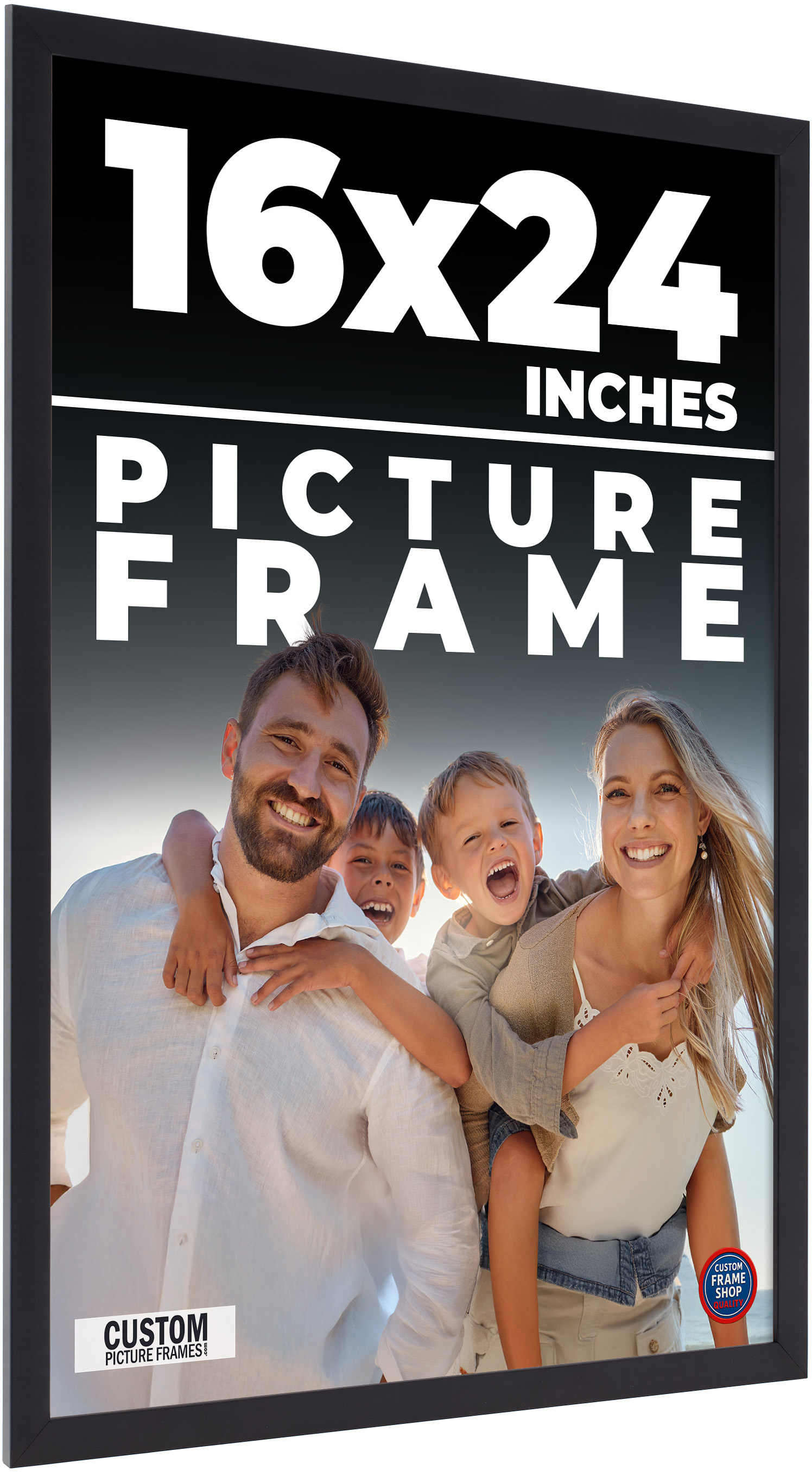 16×24 Frame Black Solid Wood Picture Frame | 0.75 Inch Moulding Width | Includes
