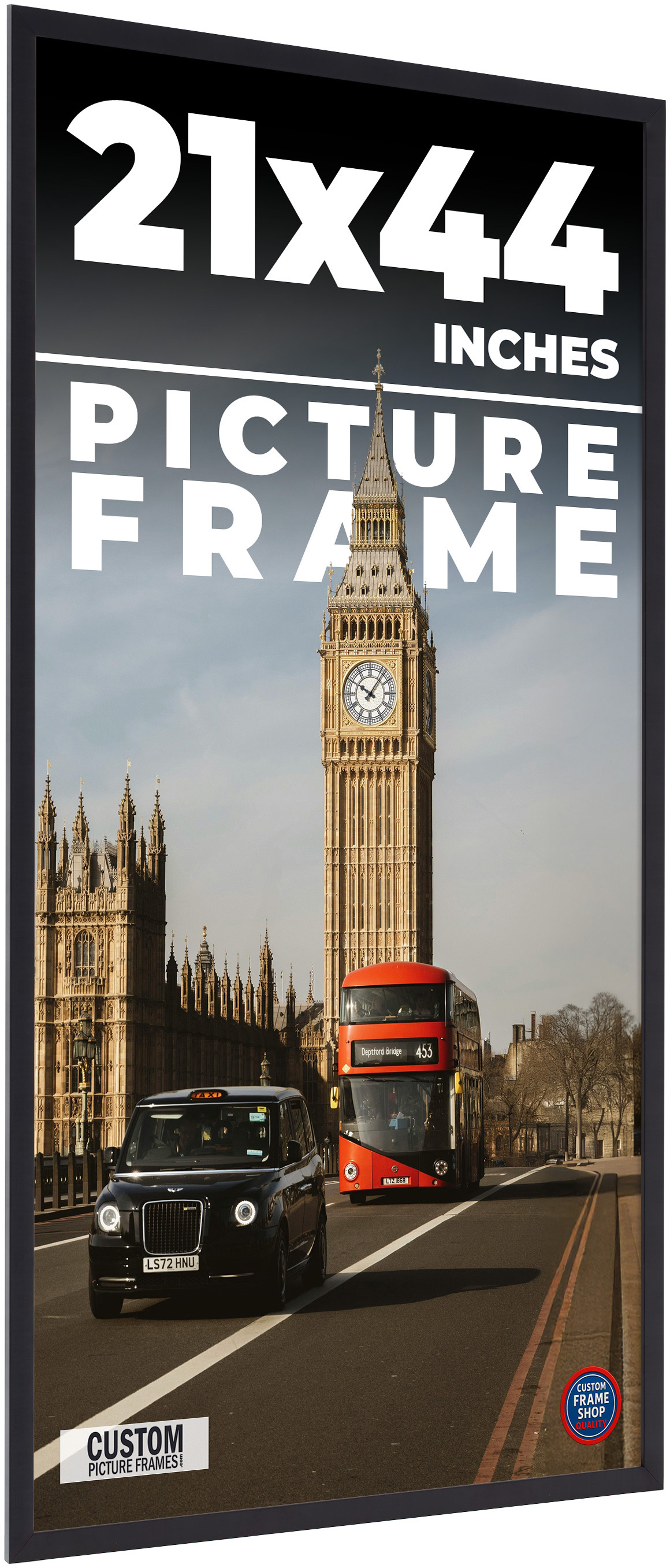 21×44 Frame Black Picture Frame Modern Photo Frame UV Acrylic, Acid Free Backer