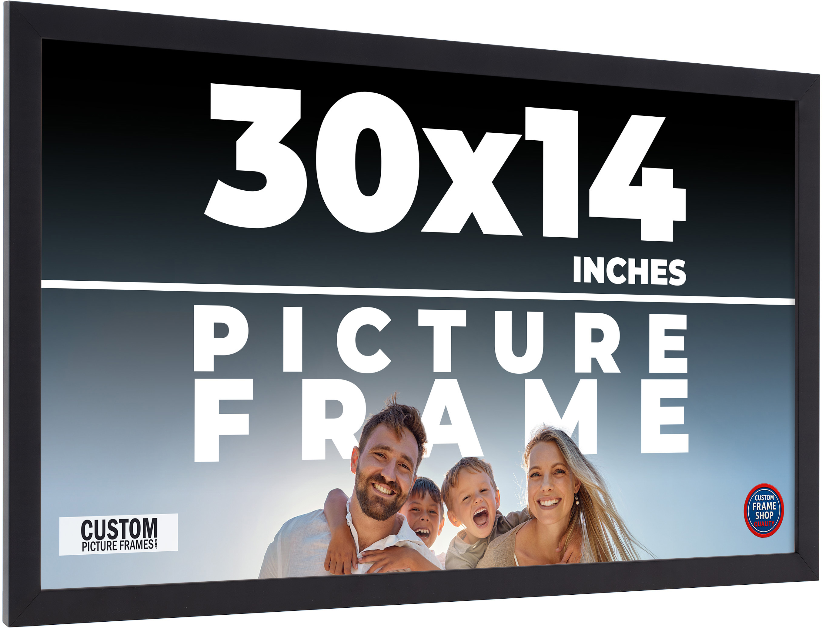 30×14 Frame Black Picture Frame Modern Photo Frame UV Acrylic, Acid Free Backer