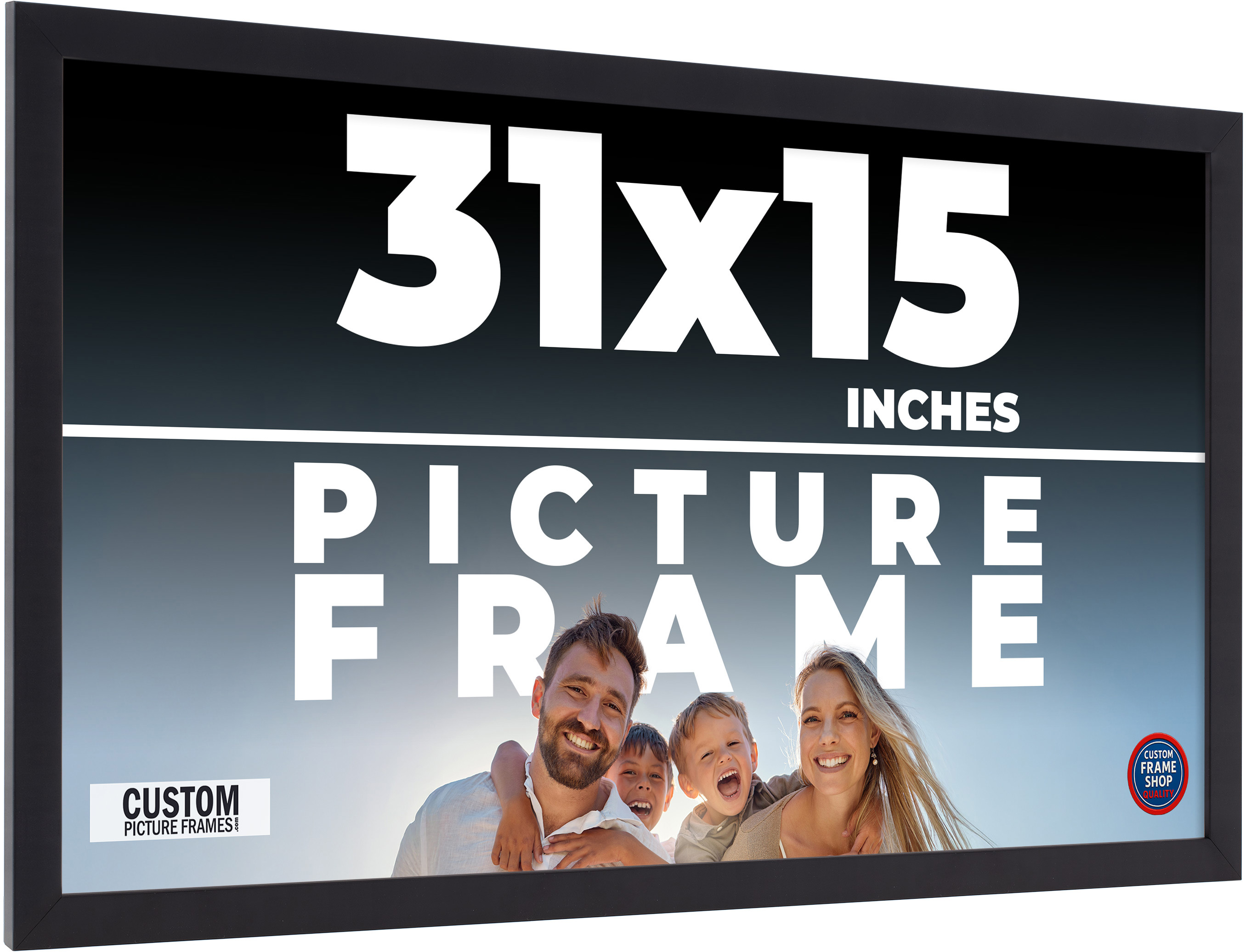 31×15 Frame Black Picture Frame Modern Photo Frame UV Acrylic, Acid Free Backer