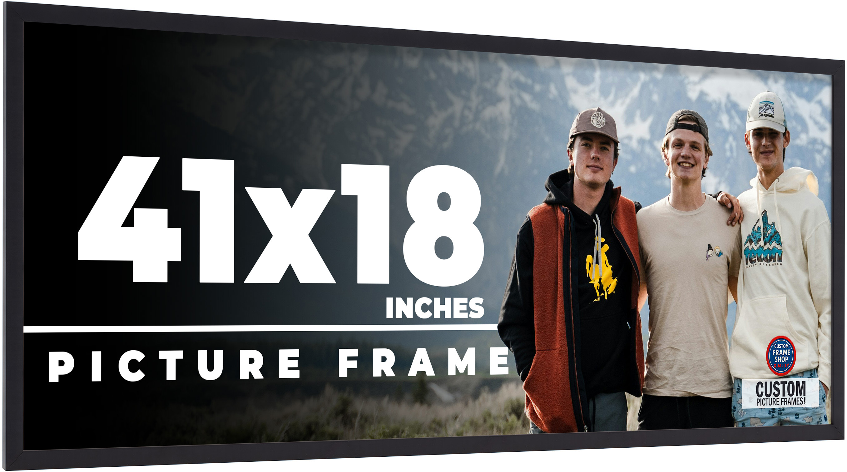 41×18 Frame Black Picture Frame Modern Photo Frame UV Acrylic, Acid Free Backer