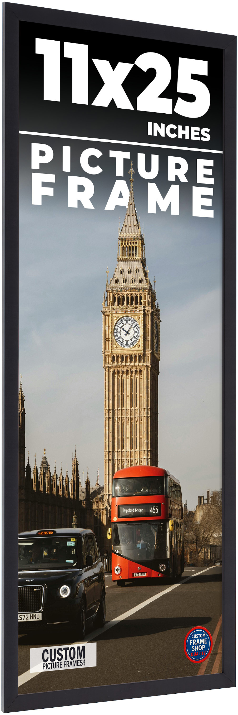 11×25 Frame Black Picture Frame Modern Photo Frame UV Acrylic, Acid Free Backer