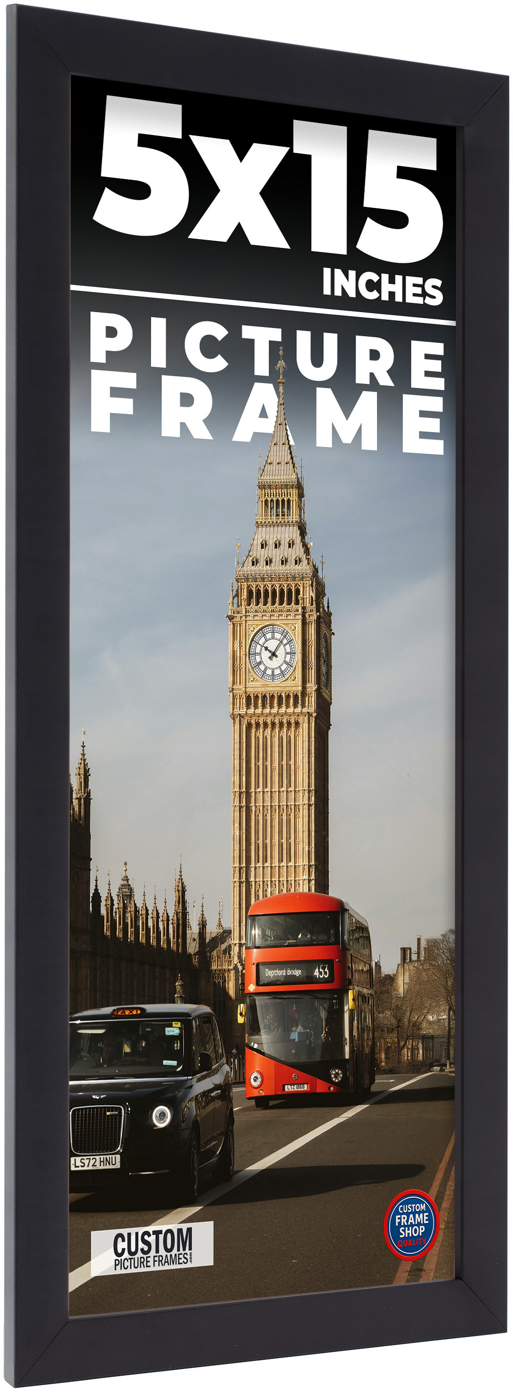 5×15 In Frame Black Picture Frame – Complete Modern Photo Frame Includes UV Acry