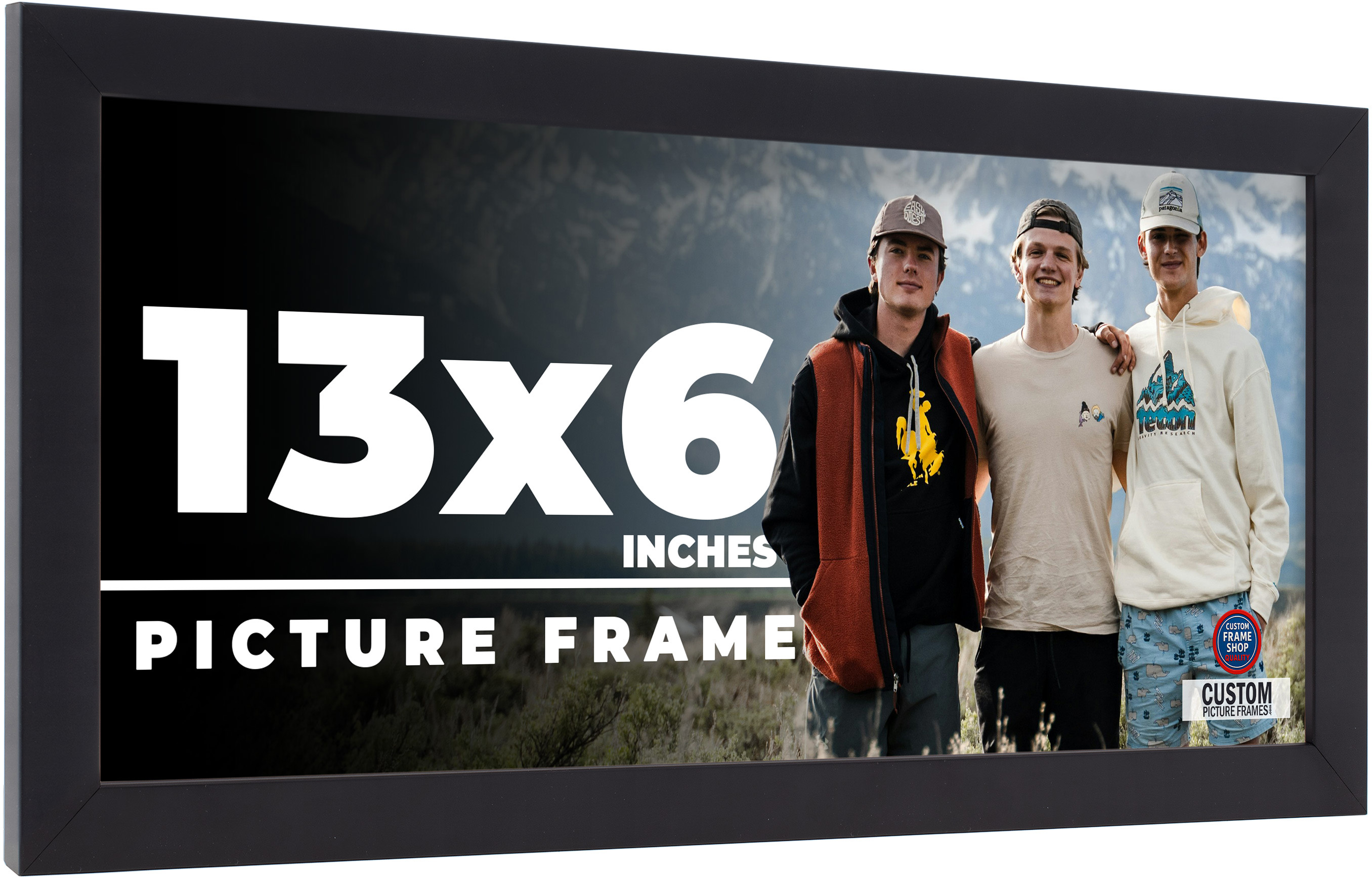 13×6 Frame Black Picture Frame Complete Modern Photo Frame UV Acrylic, Acid Free