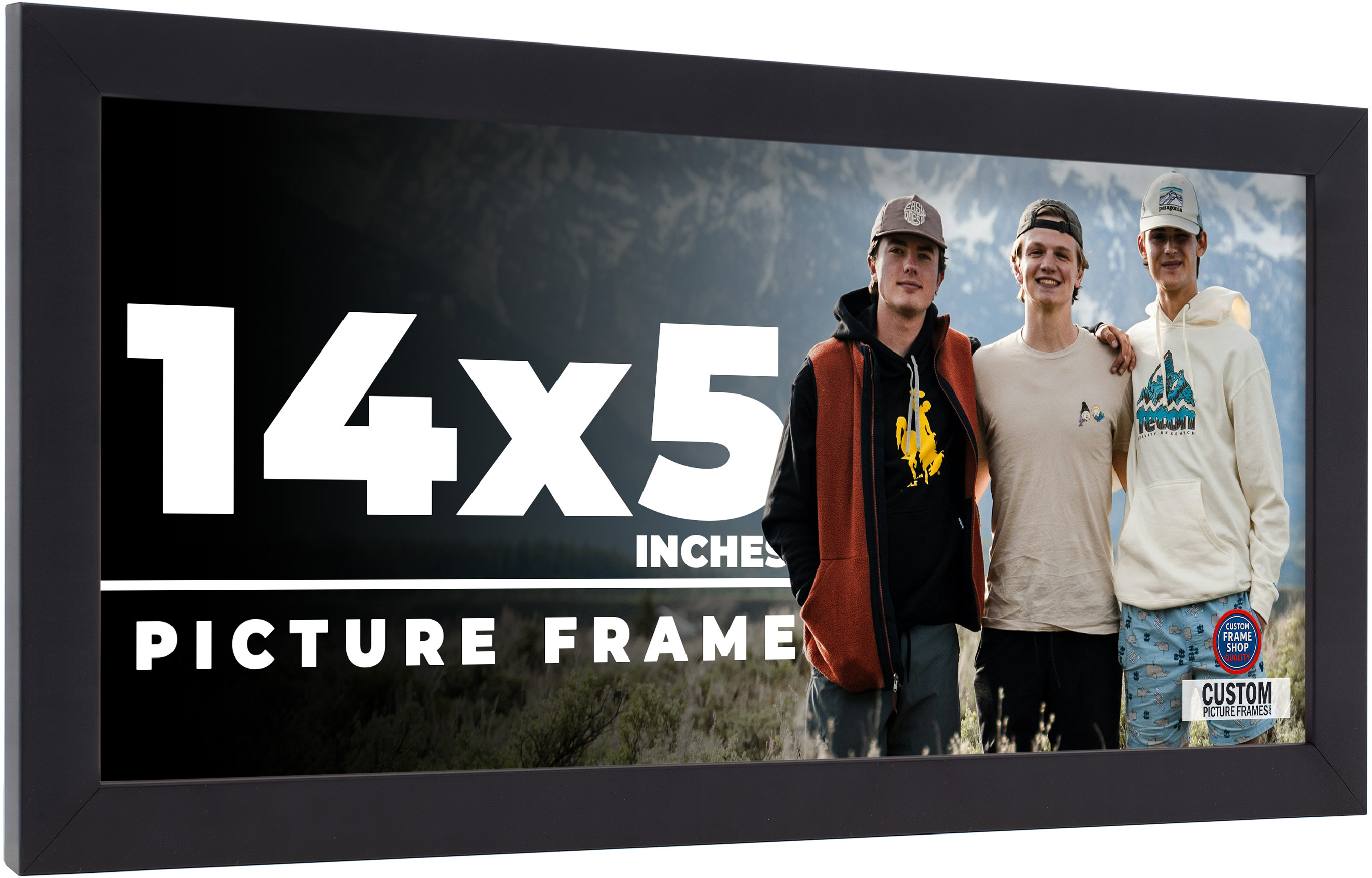 14×5 Frame Black Picture Frame Complete Modern Photo Frame UV Acrylic, Acid Free