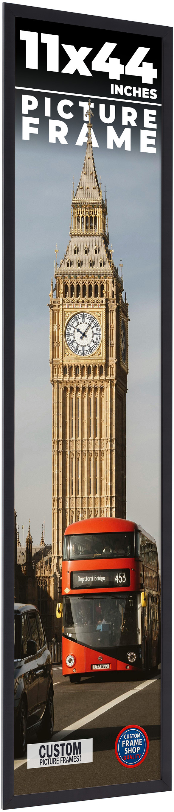 11x44 Frame Black Picture Frame Modern Photo Frame UV Acrylic, Acid Free Backer main product image