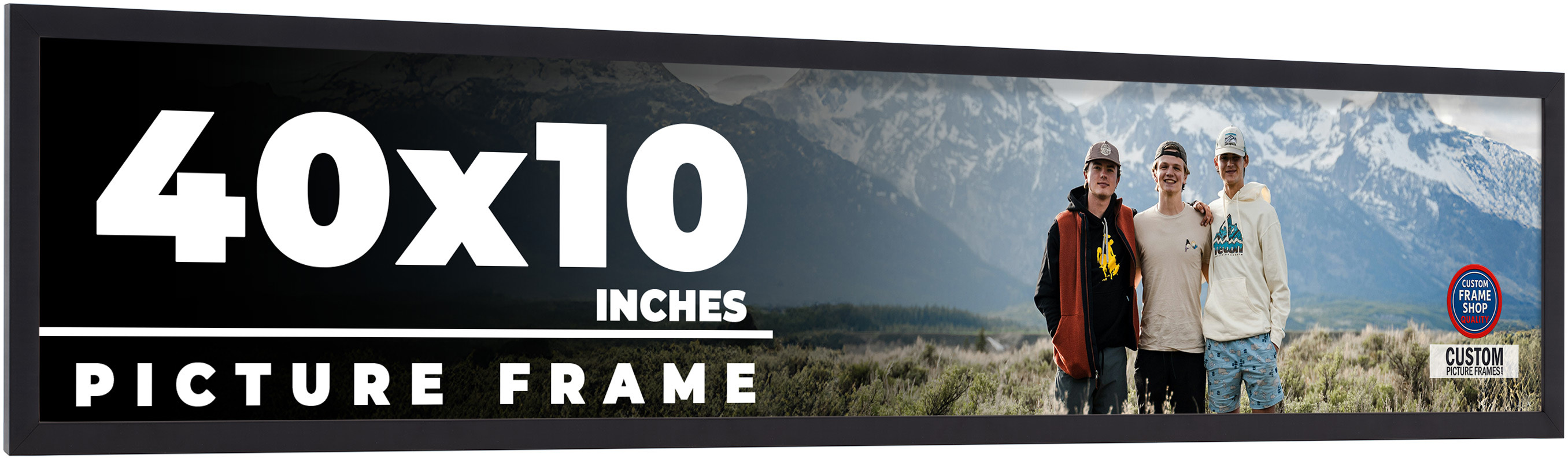 40×10 Frame Black Picture Frame Modern Photo Frame UV Acrylic, Acid Free Backer