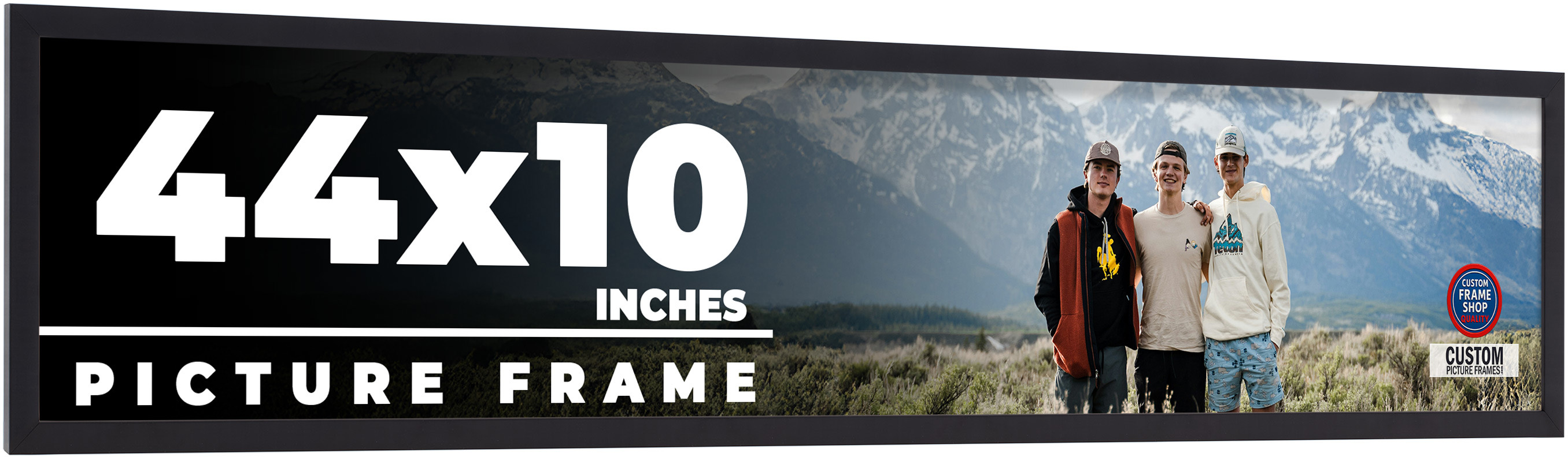 44×10 Frame Black Picture Frame Modern Photo Frame UV Acrylic, Acid Free Backer