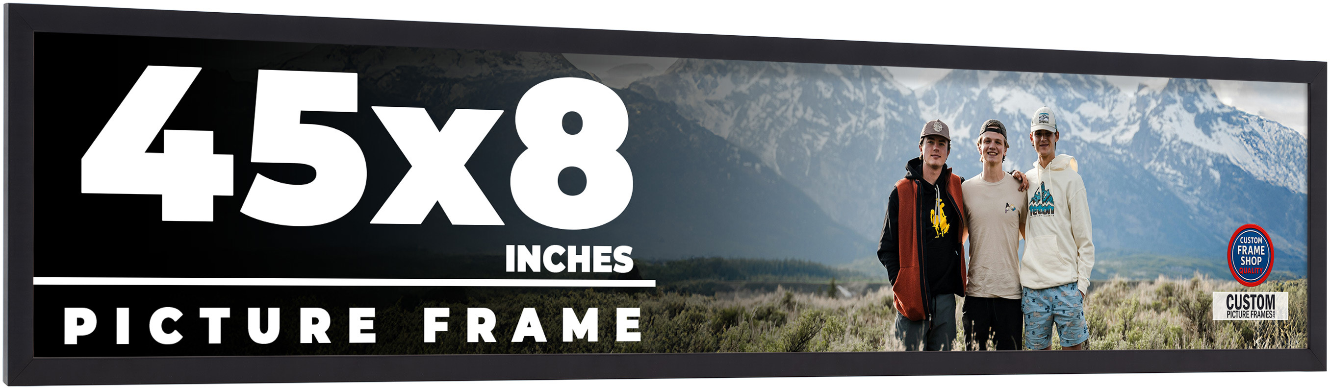 45x8 Frame Black Picture Frame Complete Modern Photo Frame UV Acrylic ...
