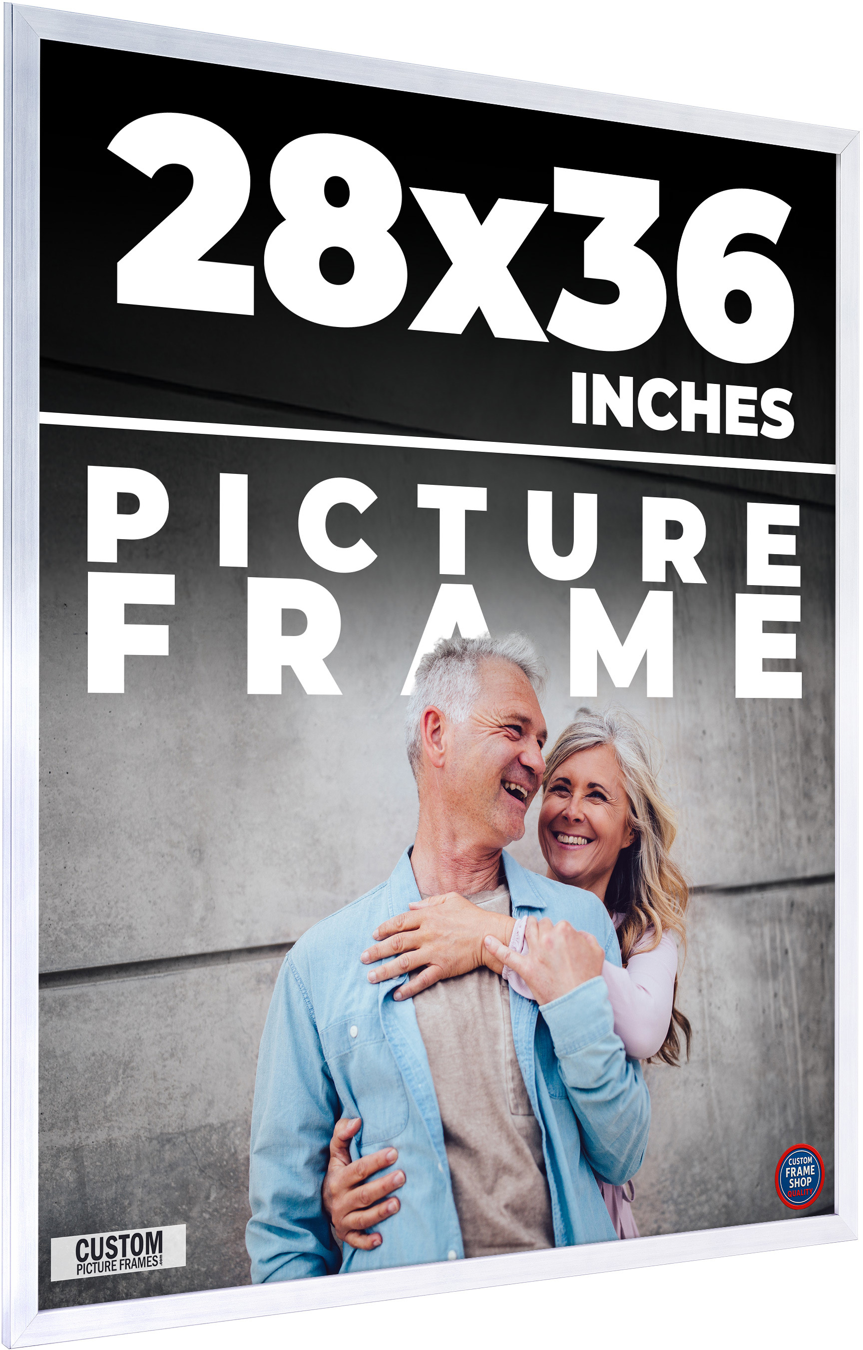 28x36 Frame Silver Stainless Steel Solid Wood Picture Frame | 0.75 Inch ...