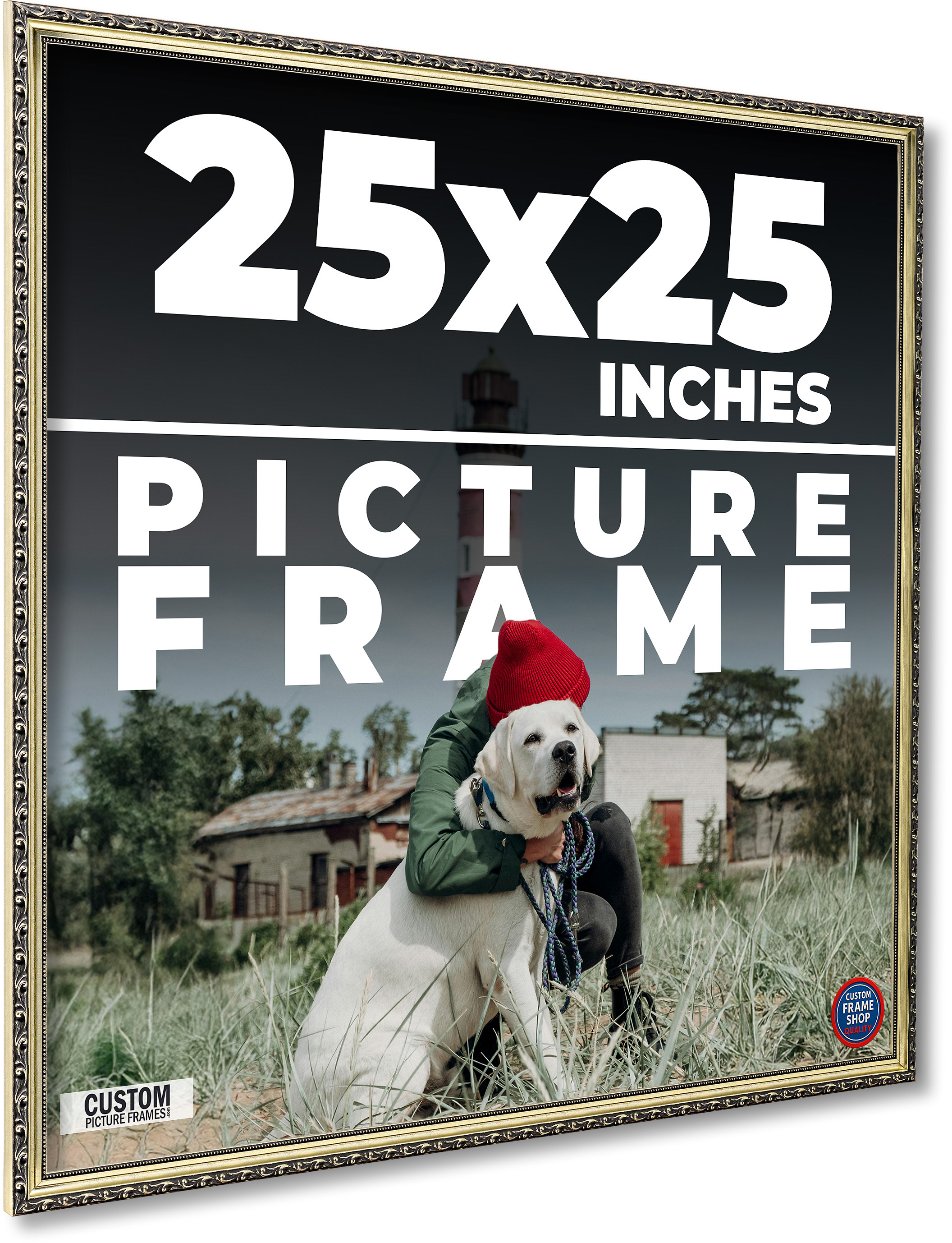25x25 Frame Silver Solid Wood Picture Frame Width 1.125 Inches | Interior Frame main product image