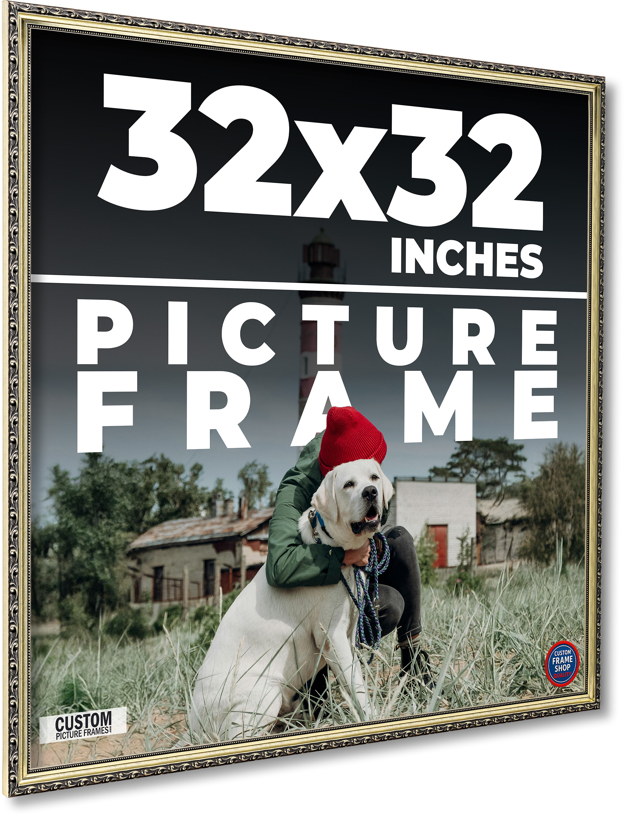 32x32 Frame Silver Solid Wood Picture Frame Width 1.125 Inches | Interior Frame main product image