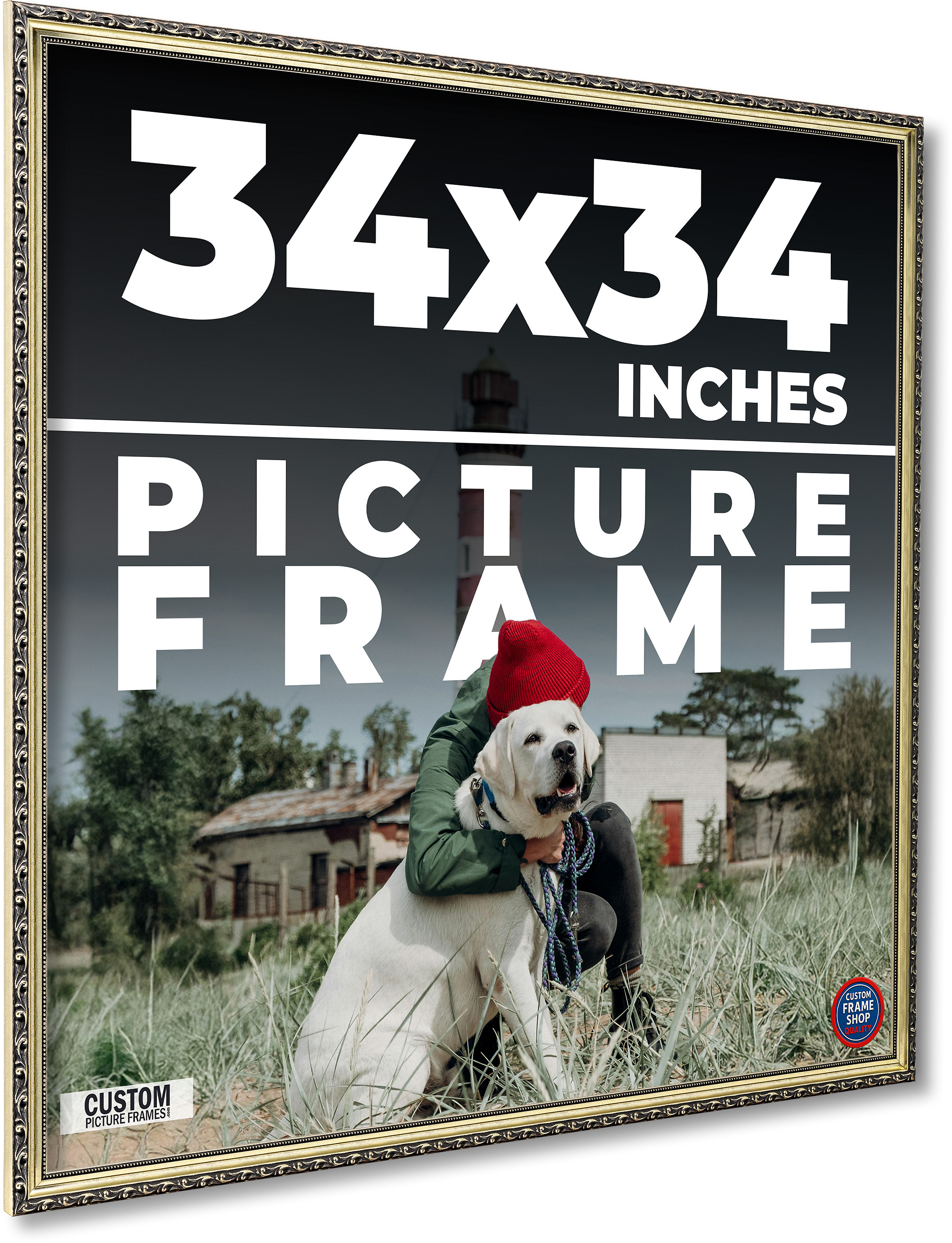 34x34 Frame Silver Solid Wood Picture Frame Width 1.125 Inches | Interior Frame main product image
