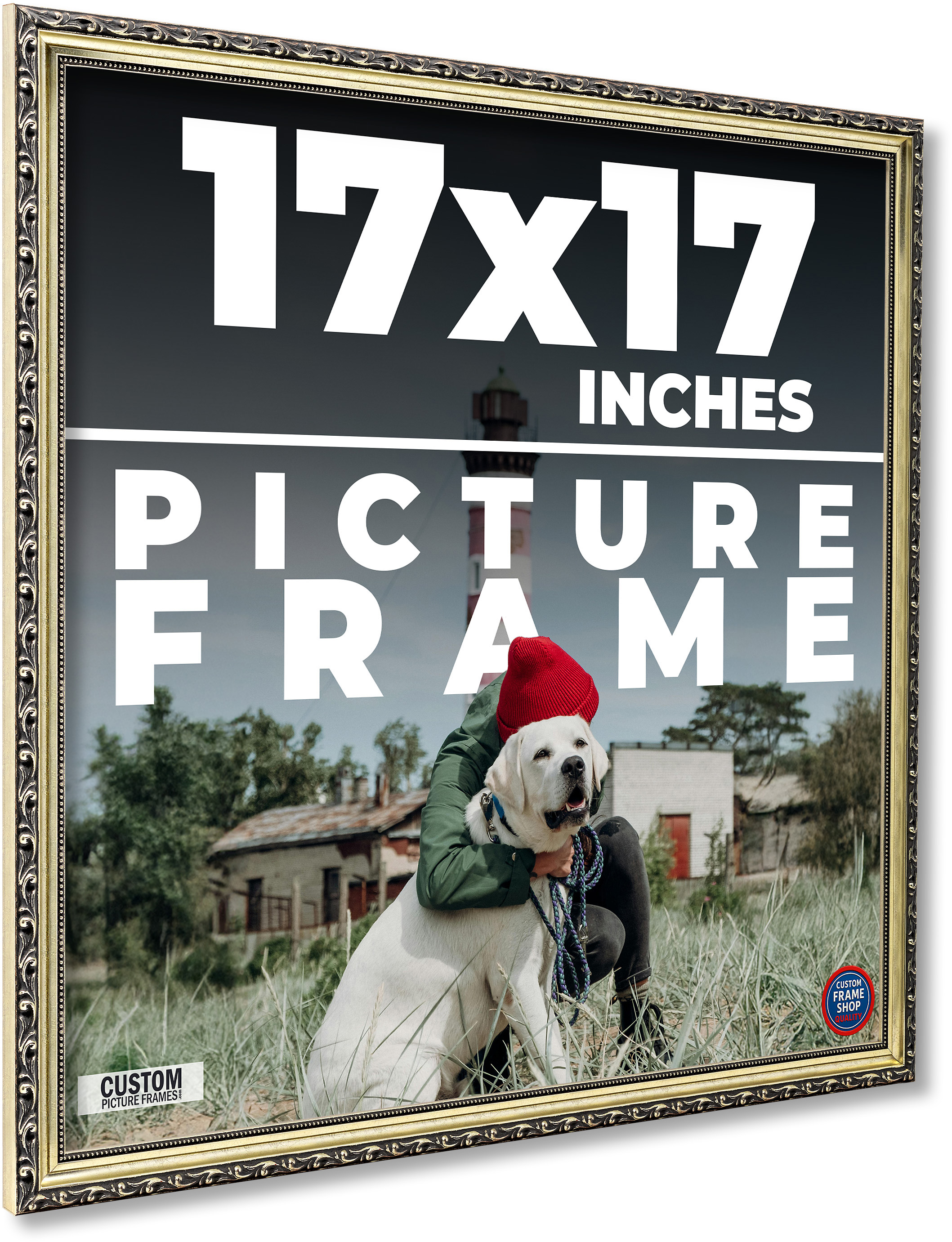 17×17 Frame Silver Solid Wood Picture Frame Width 1.125 Inches | Interior Frame