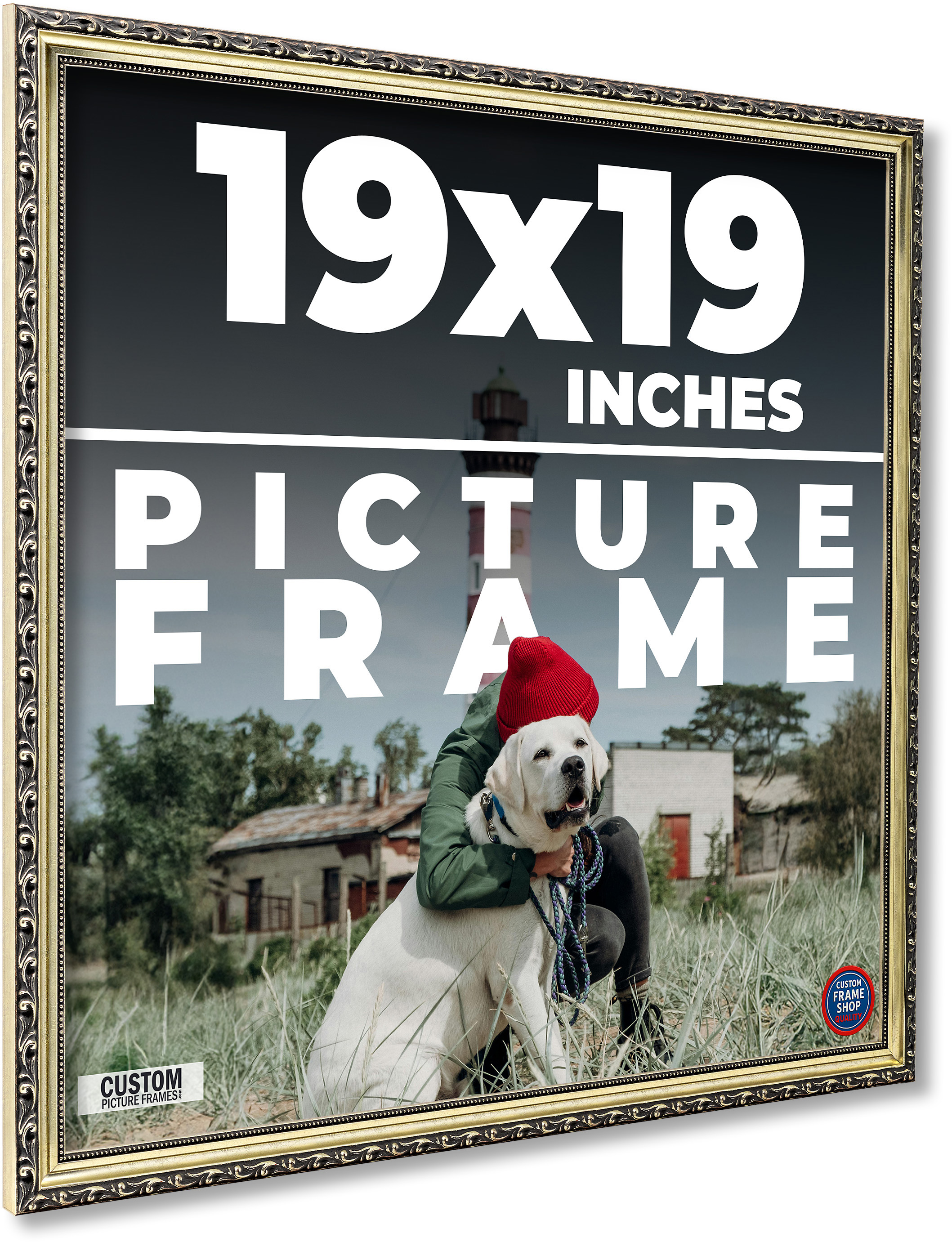 19x19 Frame Silver Solid Wood Picture Frame Width 1.125 Inches | Interior Frame main product image