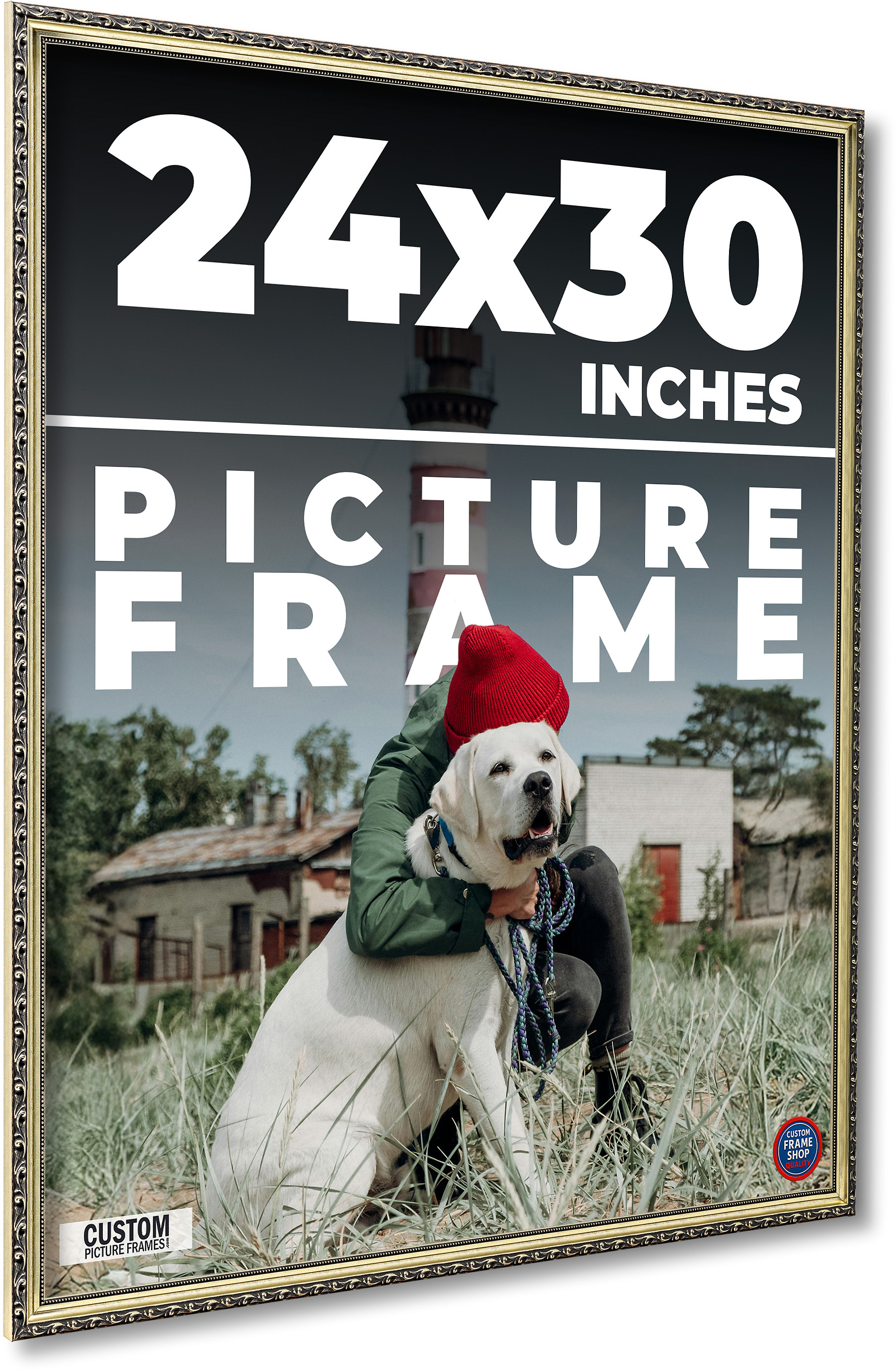 24x30 Frame Silver Solid Wood Picture Frame Width 1.125 Inches | Interior Frame main product image