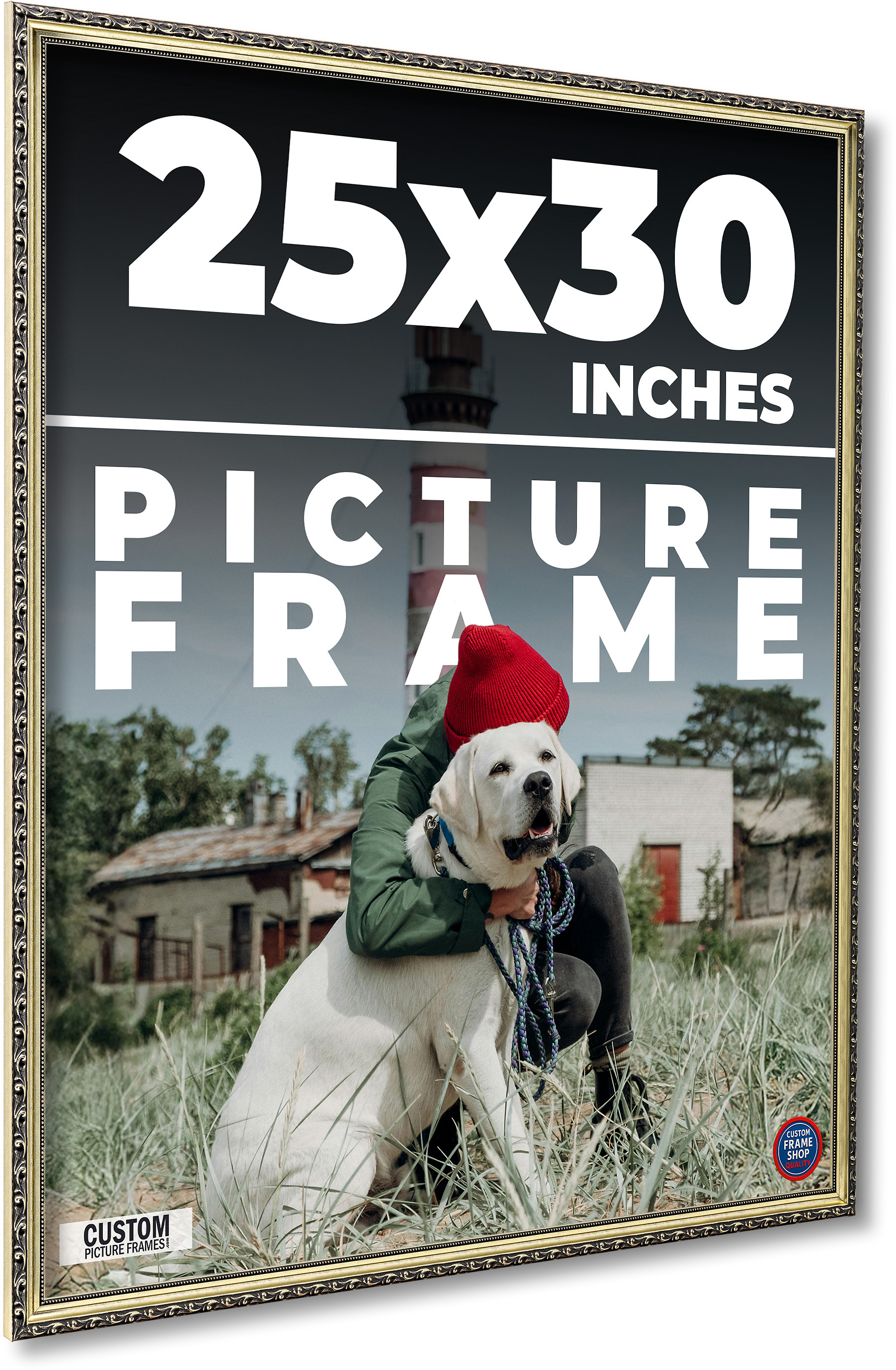 25x30 Frame Silver Solid Wood Picture Frame Width 1.125 Inches | Interior Frame main product image