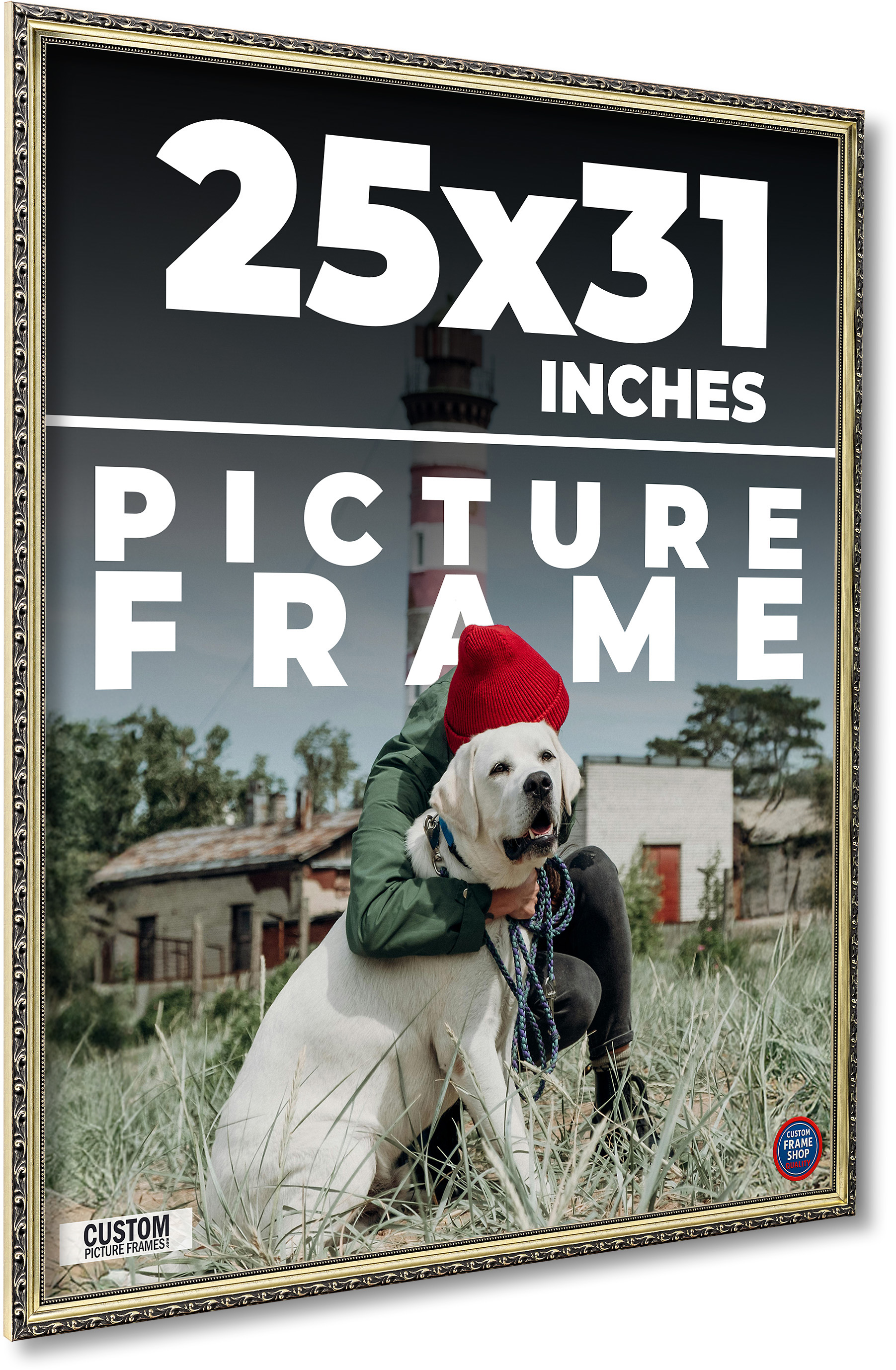 25×31 Frame Silver Solid Wood Picture Frame Width 1.125 Inches | Interior Frame