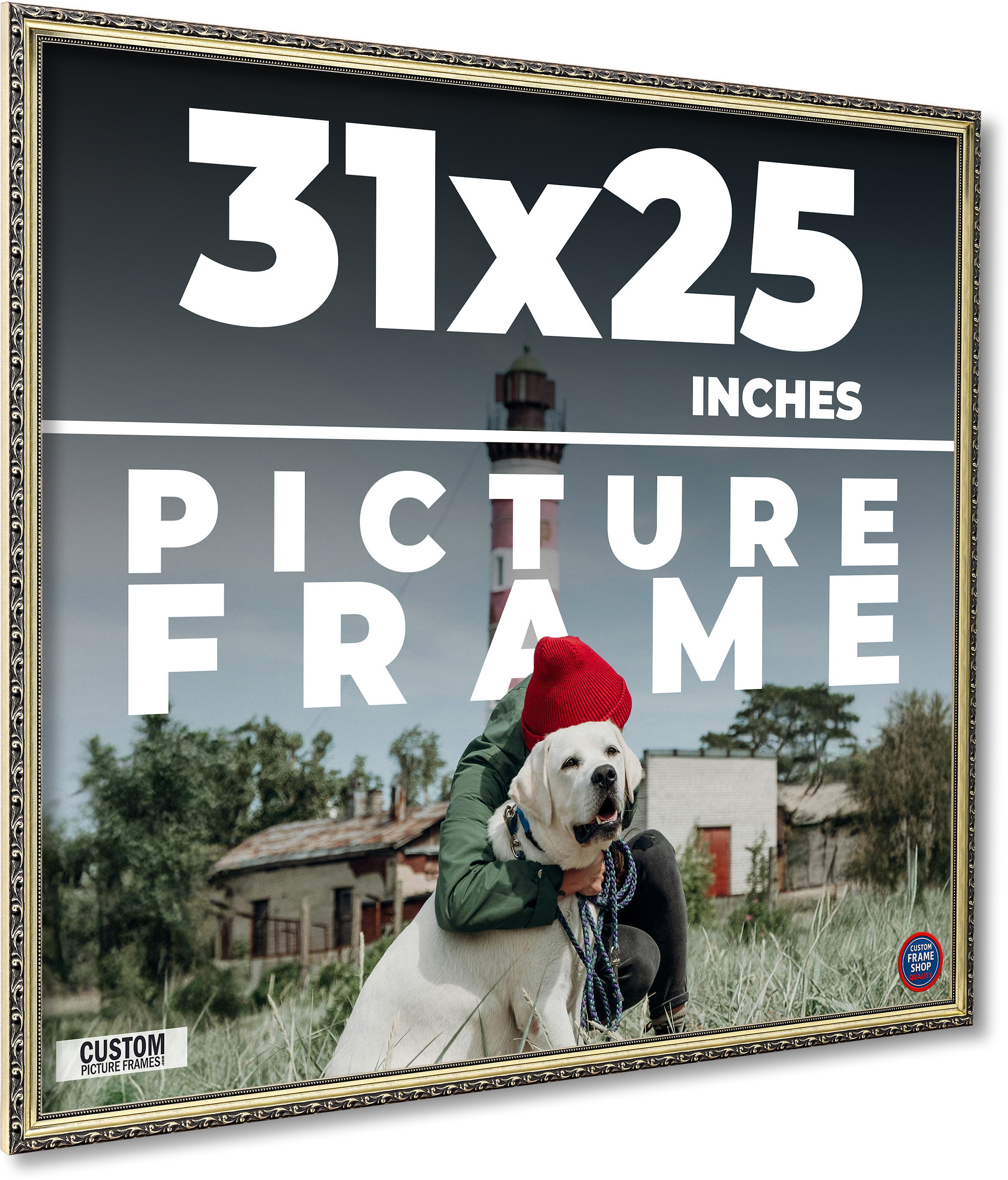 31×25 Frame Silver Solid Wood Picture Frame Width 1.125 Inches | Interior Frame