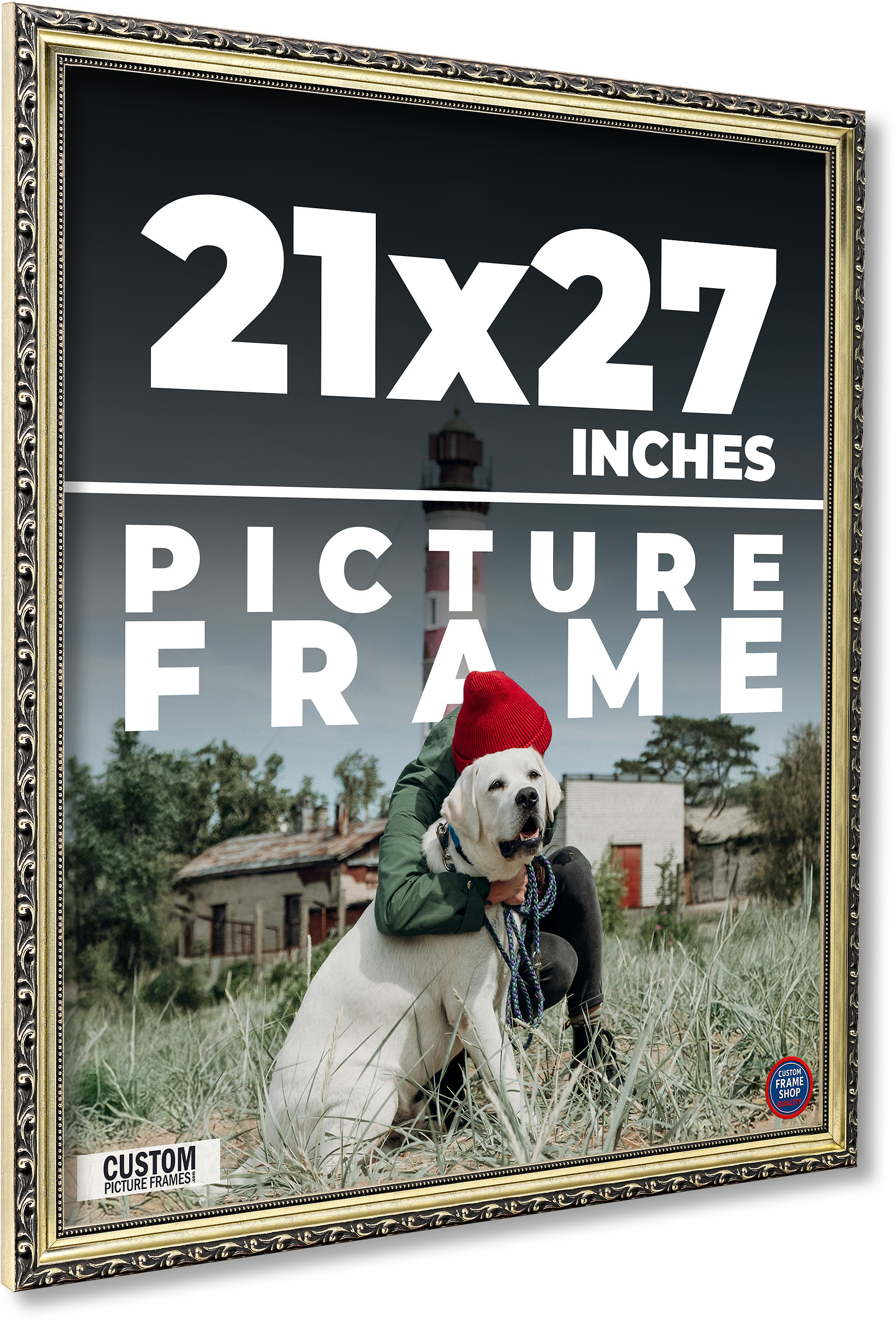 21x27 Frame Silver Solid Wood Picture Frame Width 1.125 Inches | Interior Frame main product image