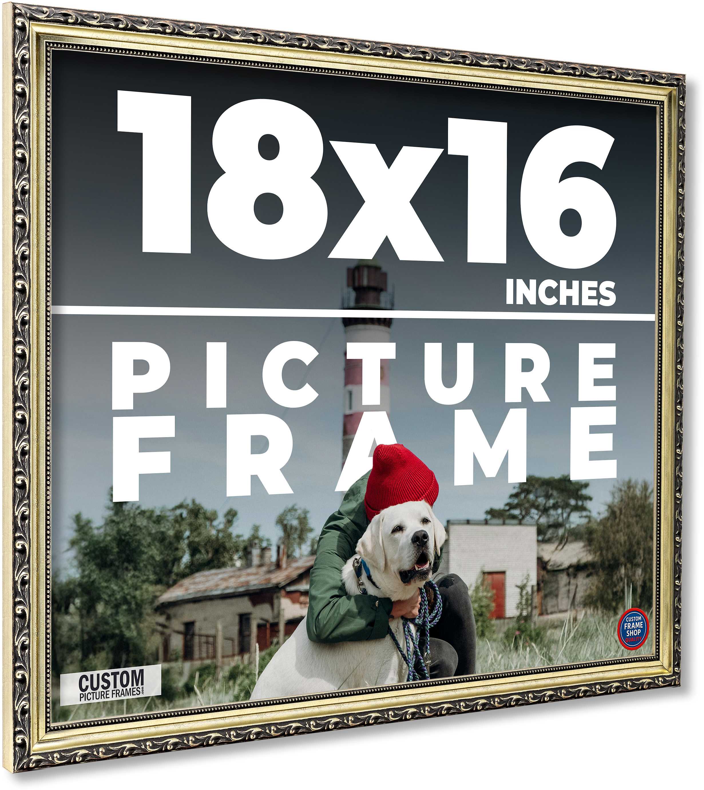 18x16 Frame Silver Solid Wood Picture Frame Width 1.125 Inches | Interior Frame main product image