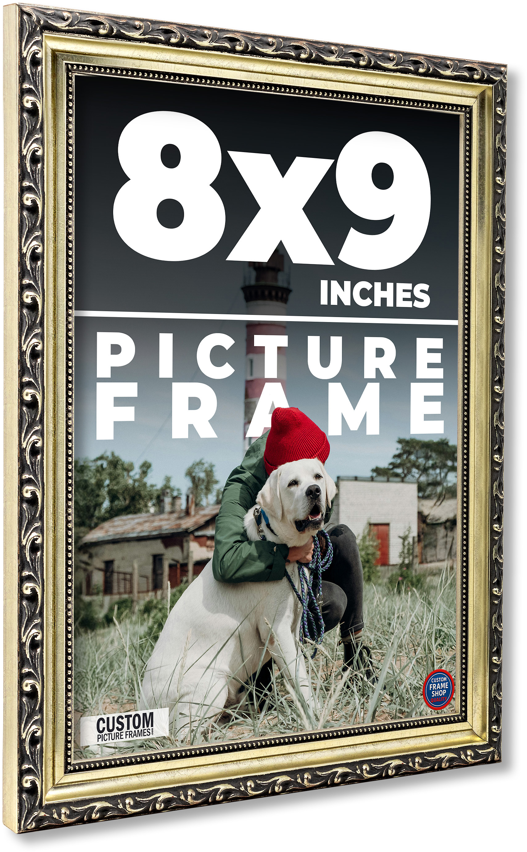 8x9 Frame Silver Solid Wood Picture Frame Width 1.125 Inches | Interior Frame De main product image