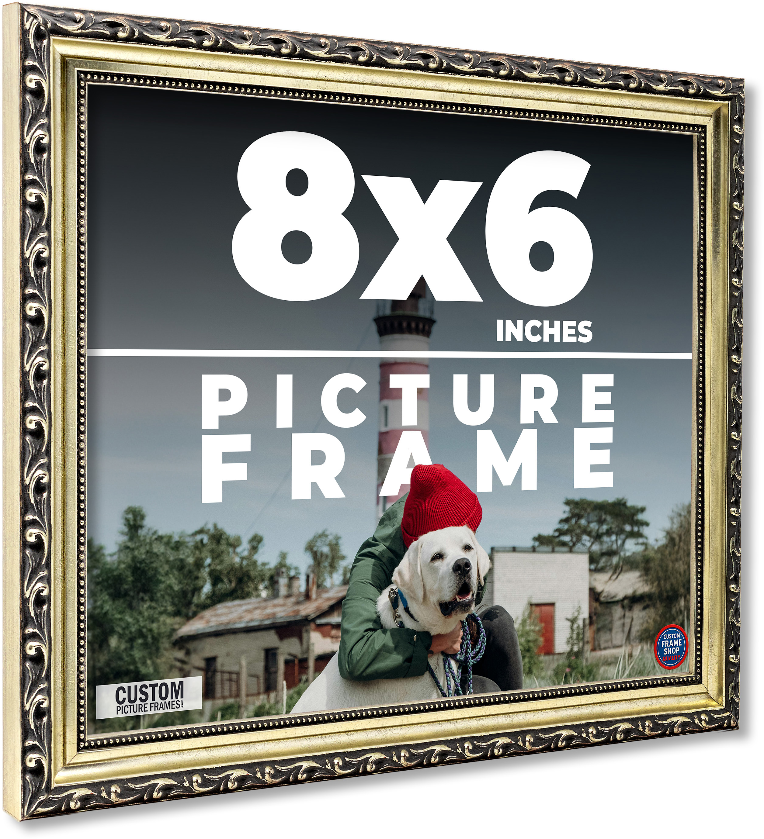 8x6 Frame Silver Solid Wood Picture Frame Width 1.125 Inches | Interior Frame De main product image
