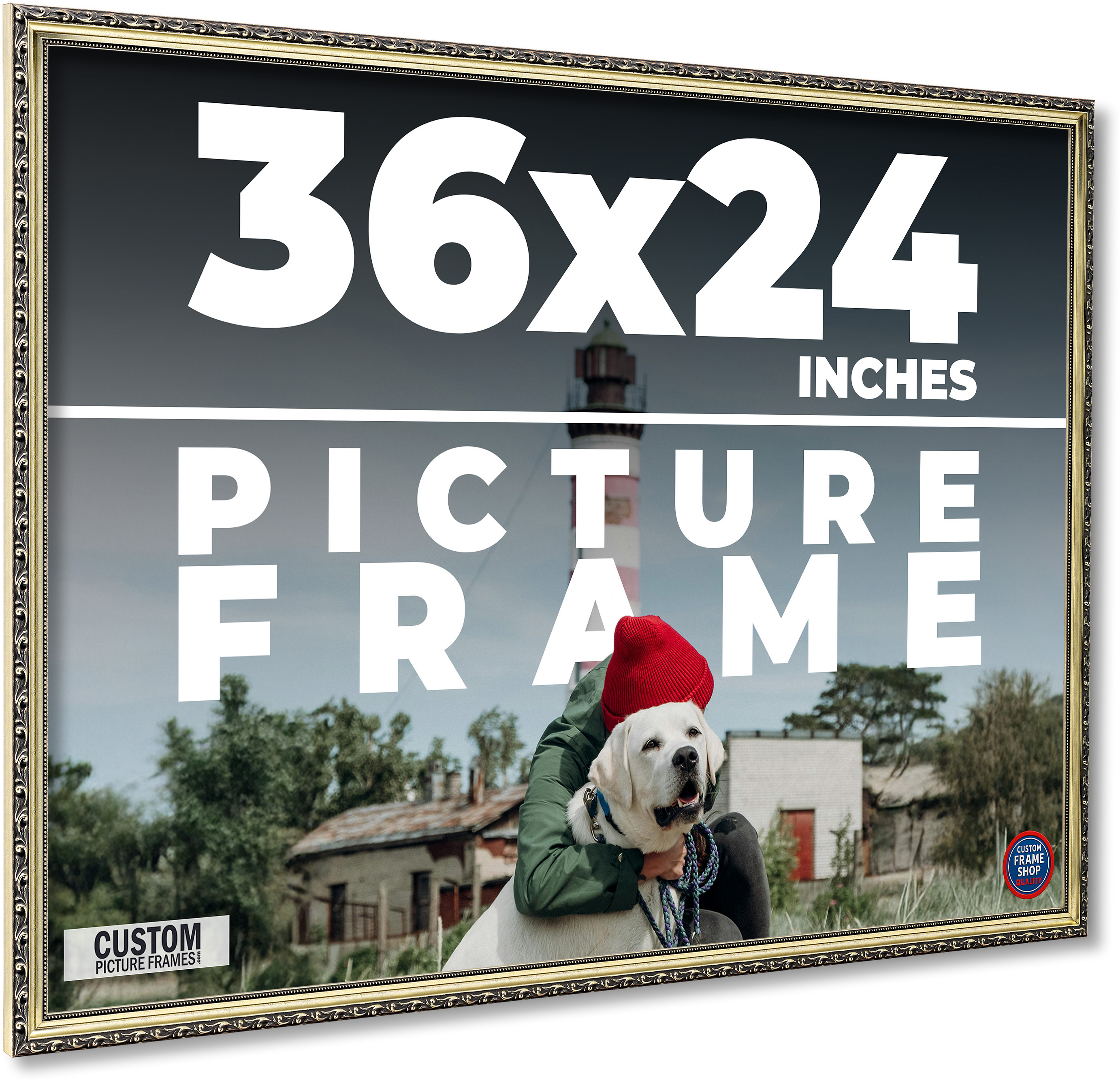 36×24 Frame Silver Solid Wood Picture Frame Width 1.125 Inches | Interior Frame