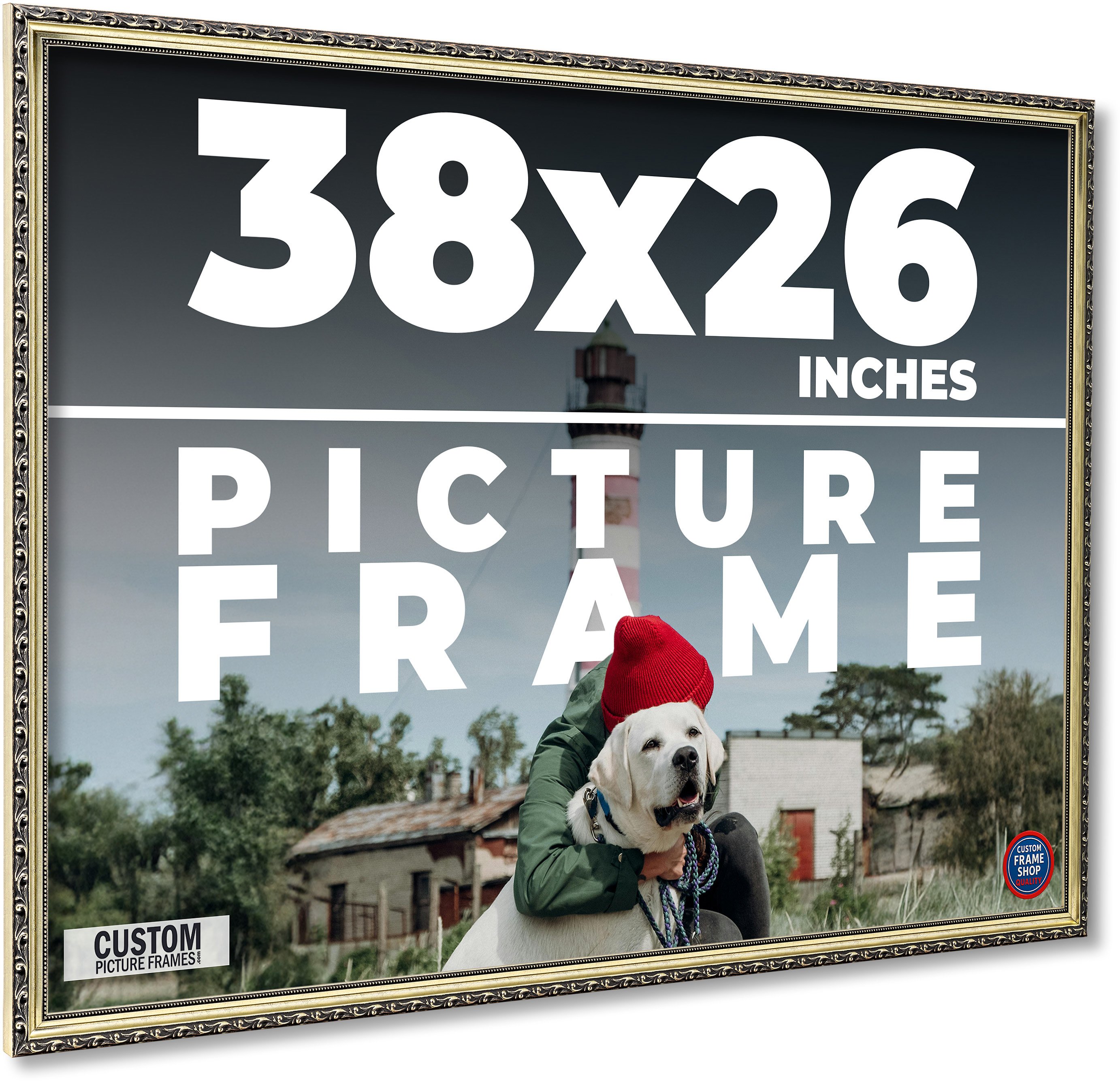 38x26 Frame Silver Solid Wood Picture Frame Width 1.125 Inches | Interior Frame main product image