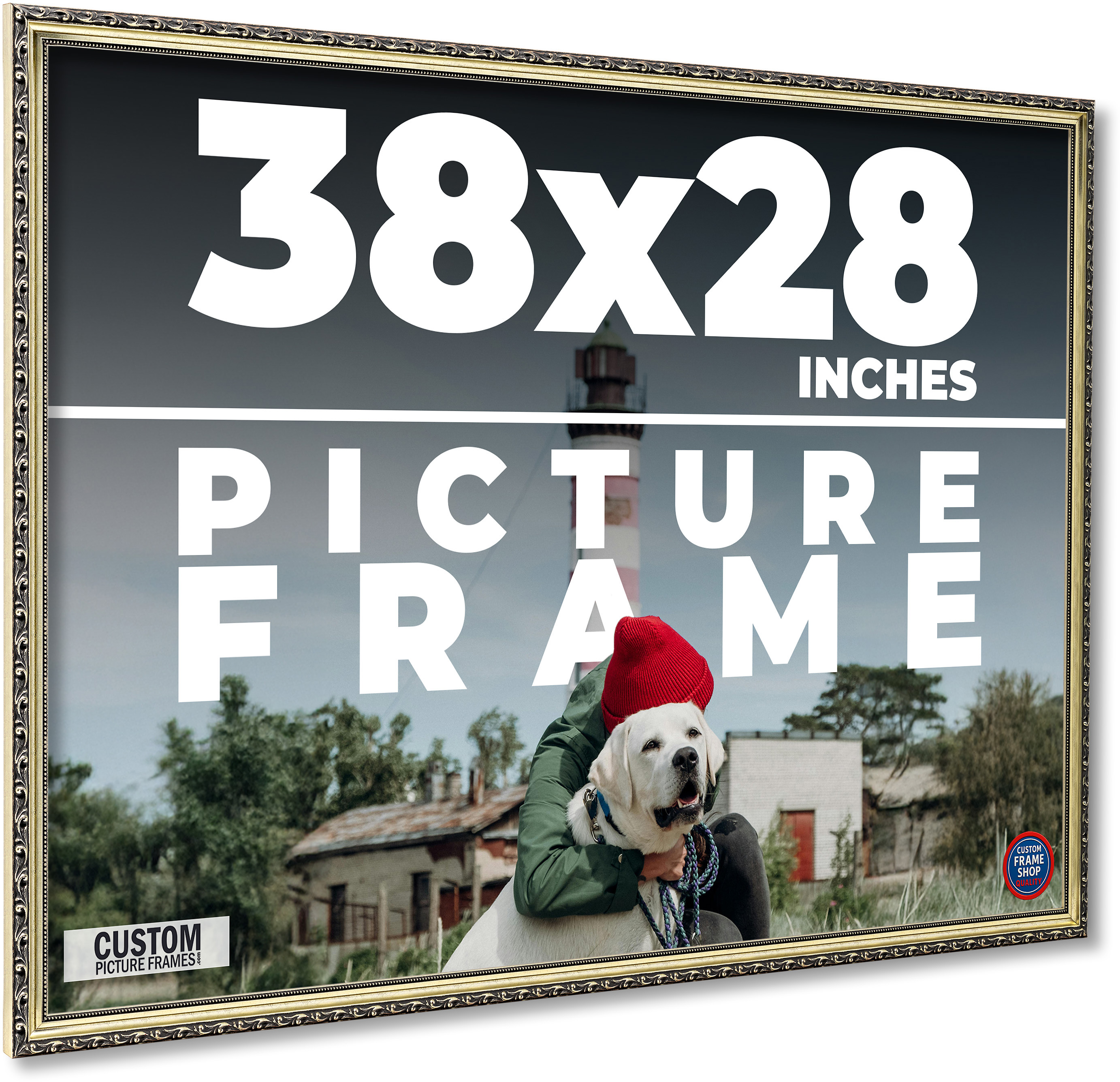 38x28 Frame Silver Solid Wood Picture Frame Width 1.125 Inches | Interior Frame main product image