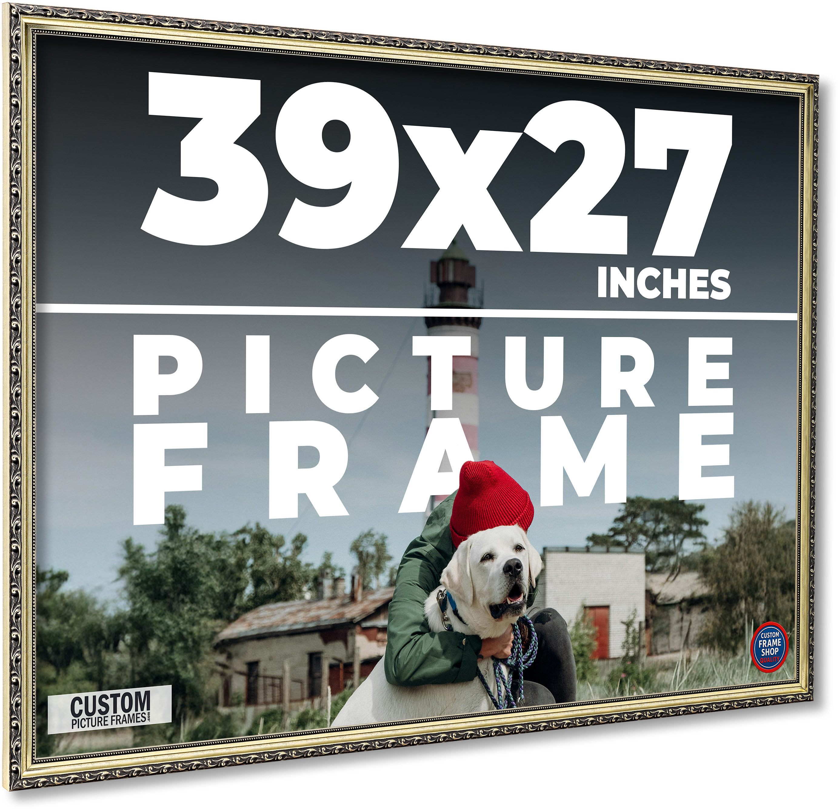 39x27 Frame Silver Solid Wood Picture Frame Width 1.125 Inches | Interior Frame main product image