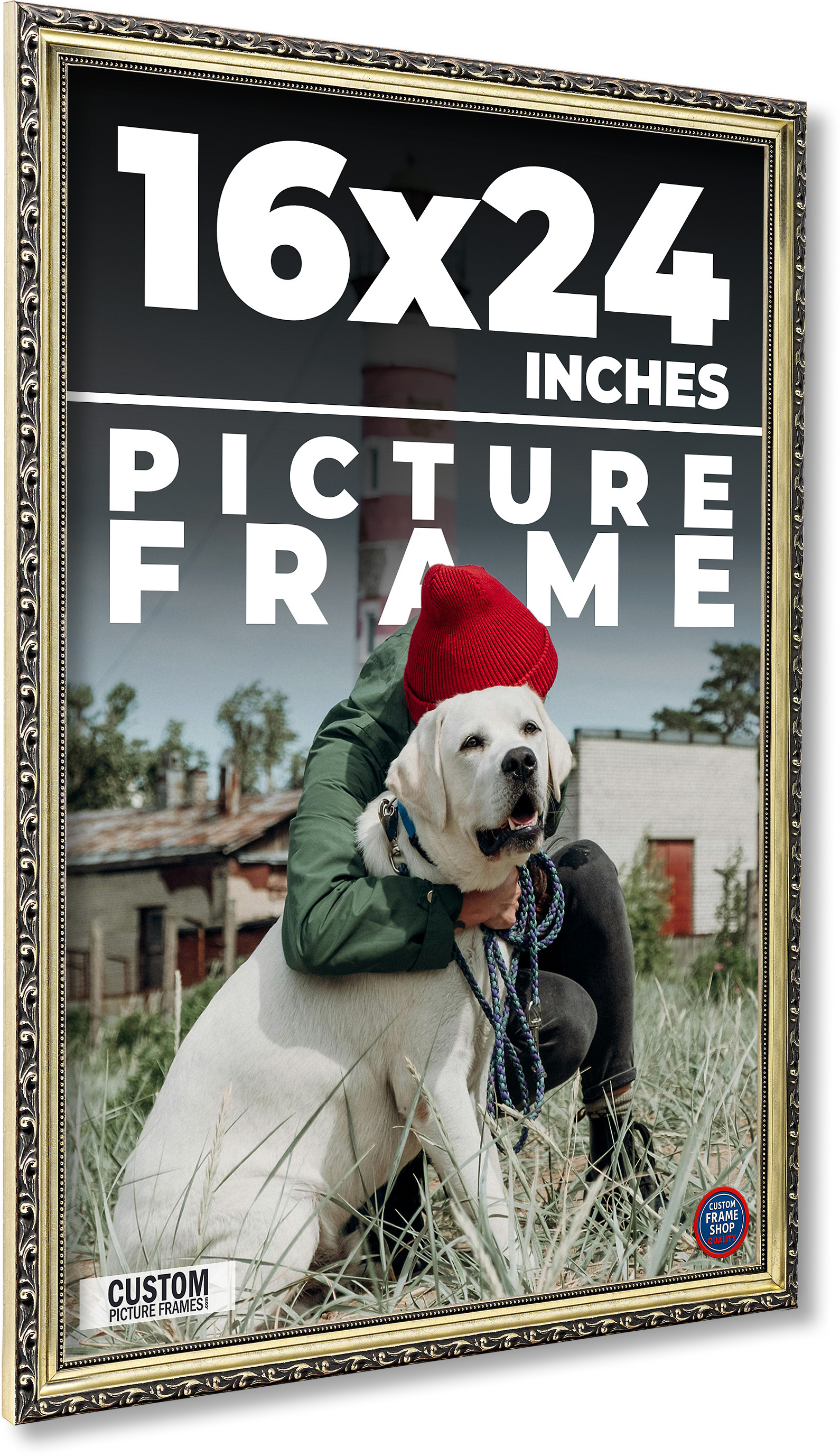 16×24 Frame Silver Solid Wood Picture Frame Width 1.125 Inches | Interior Frame