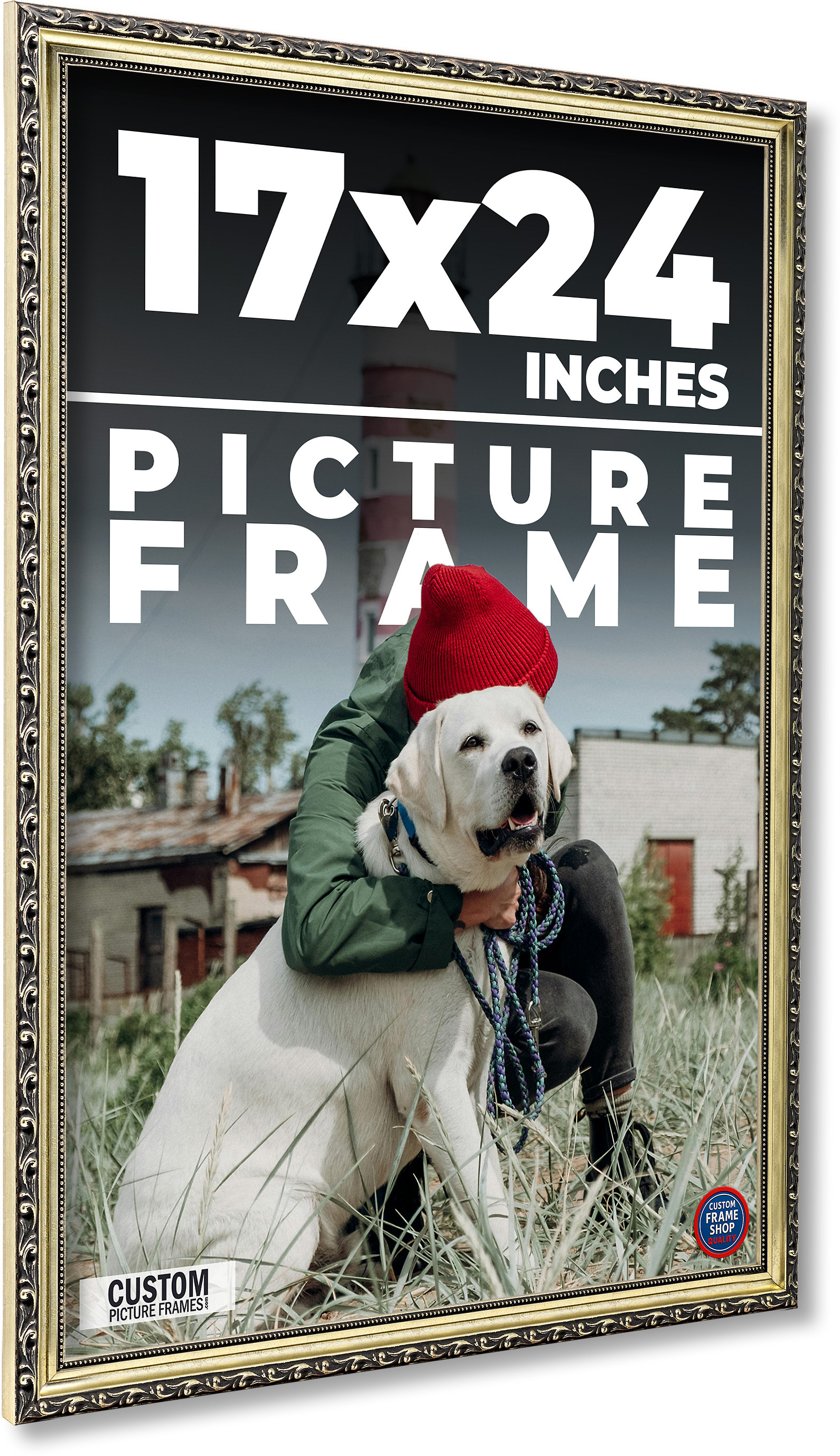 17×24 Frame Silver Solid Wood Picture Frame Width 1.125 Inches | Interior Frame