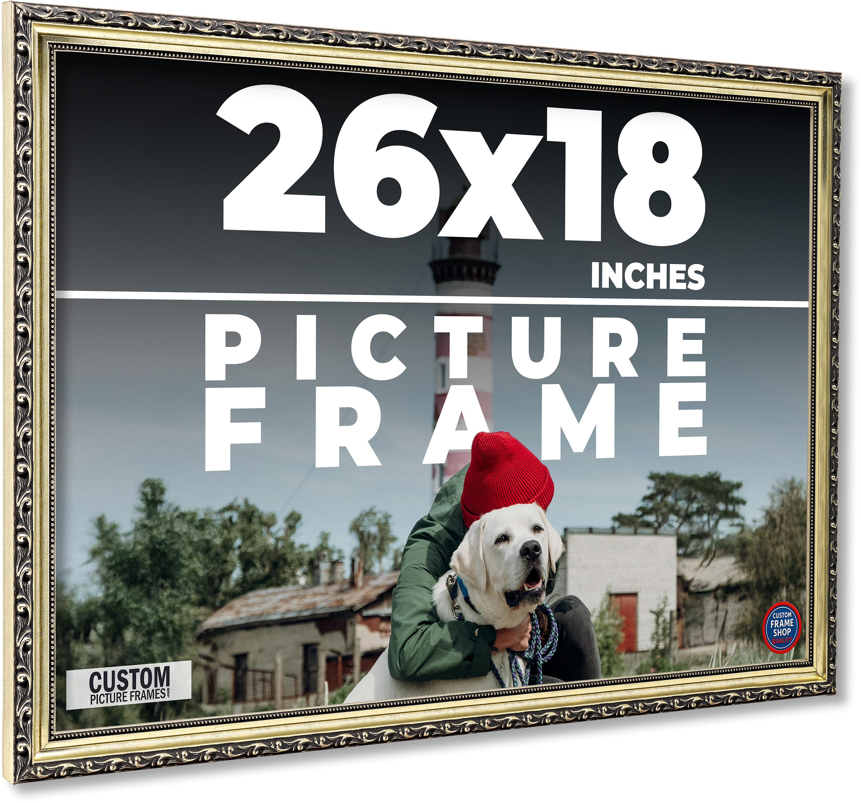 26x18 Frame Silver Solid Wood Picture Frame Width 1.125 Inches | Interior Frame main product image