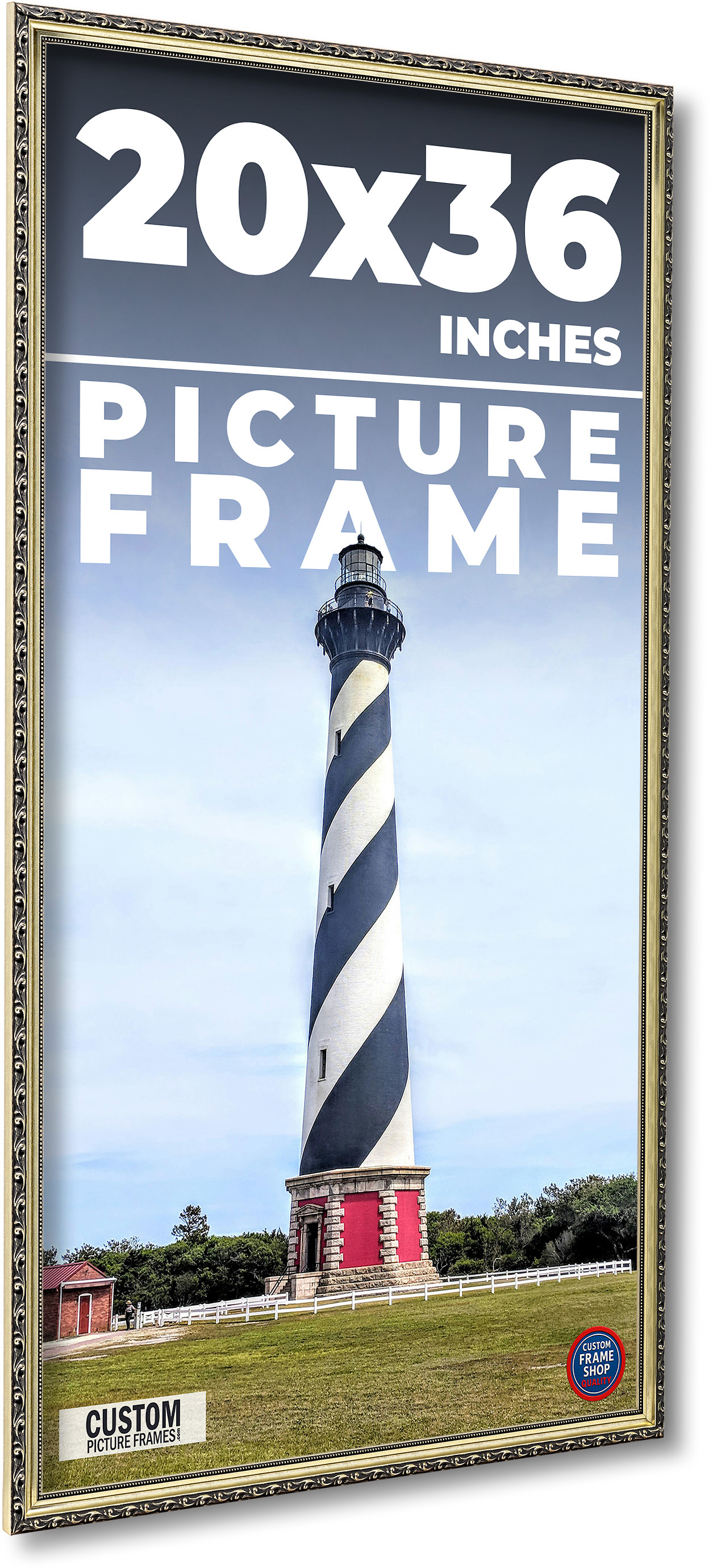 20x36 Frame Silver Solid Wood Picture Frame Width 1.125 Inches | Interior Frame main product image