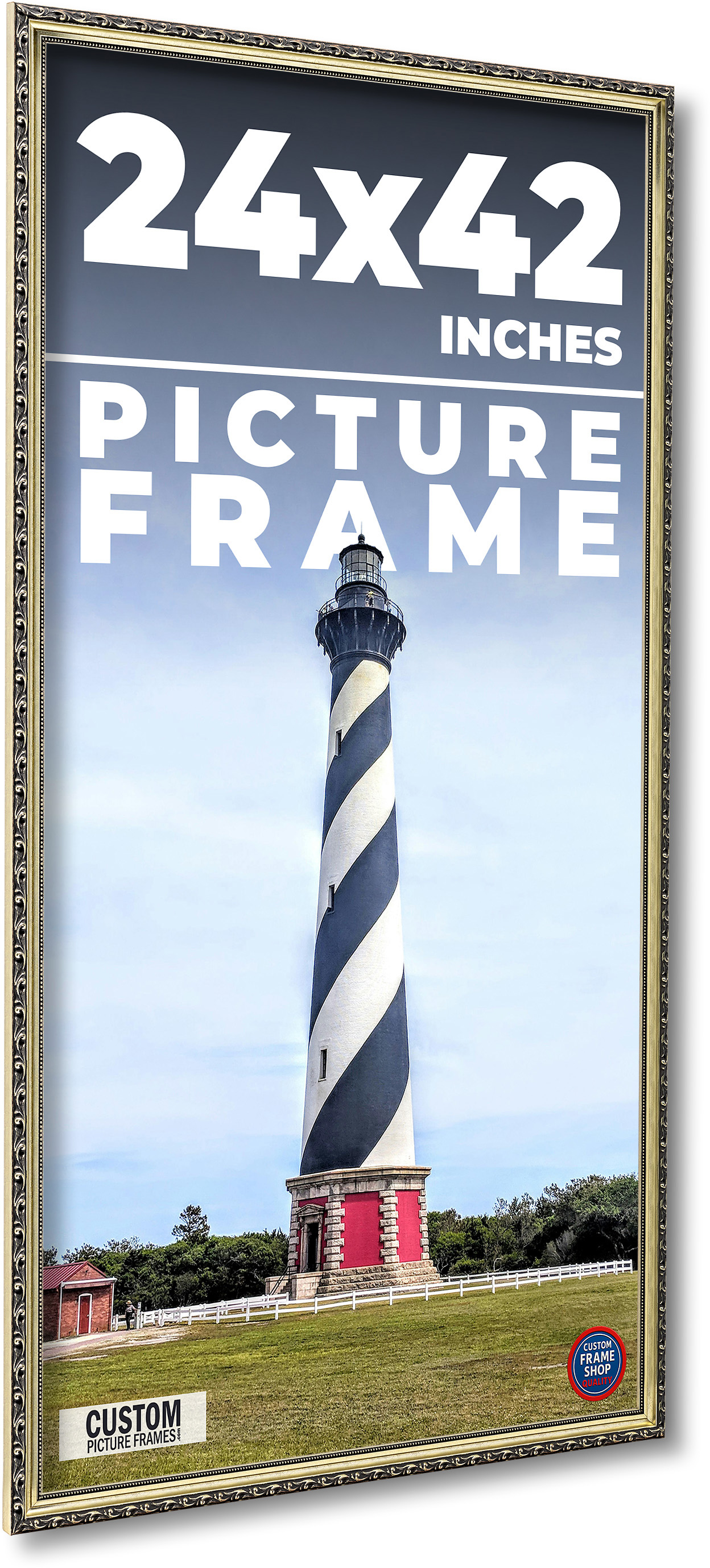 24x42 Frame Silver Solid Wood Picture Frame Width 1.125 Inches | Interior Frame main product image