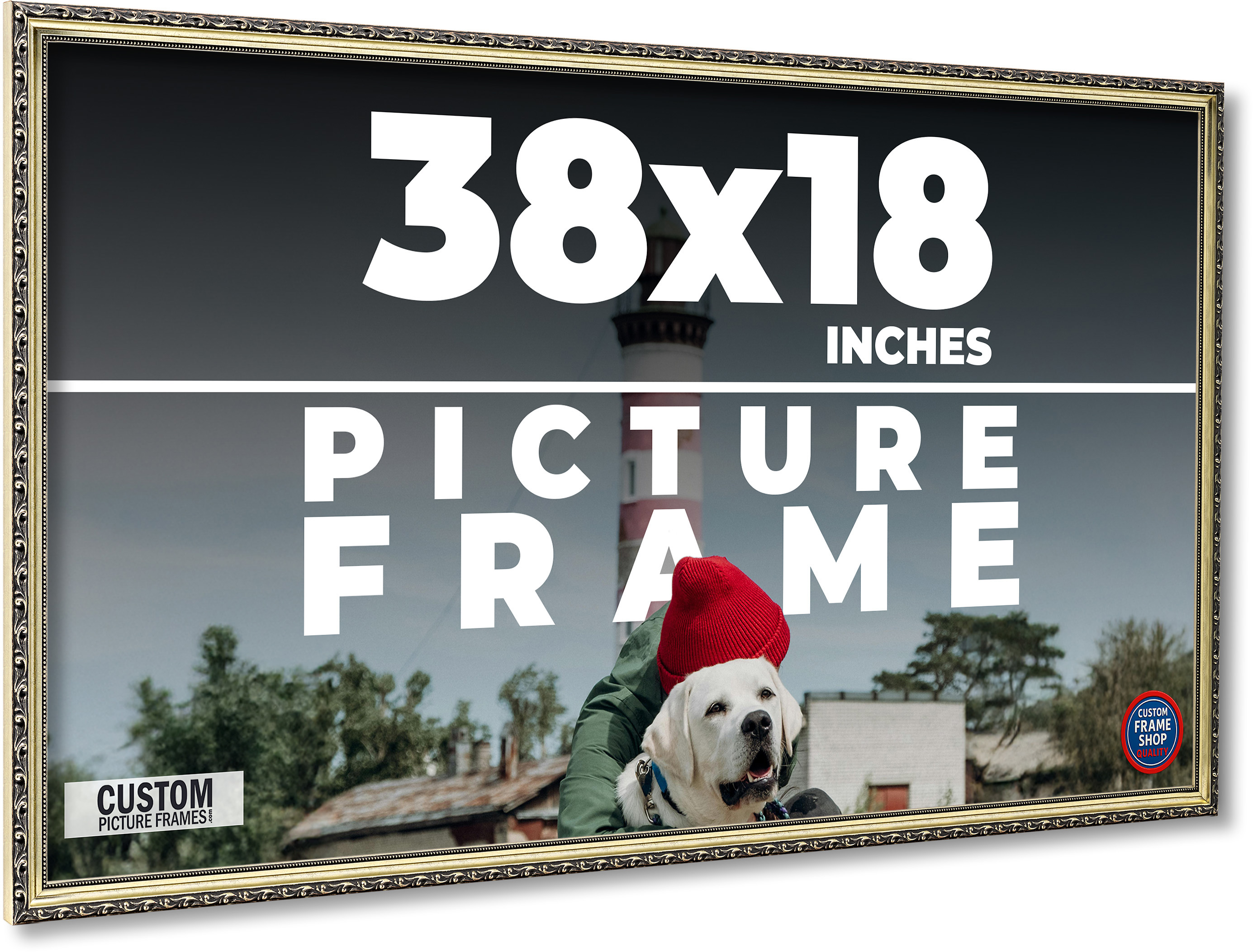 38x18 Frame Silver Solid Wood Picture Frame Width 1.125 Inches | Interior Frame main product image