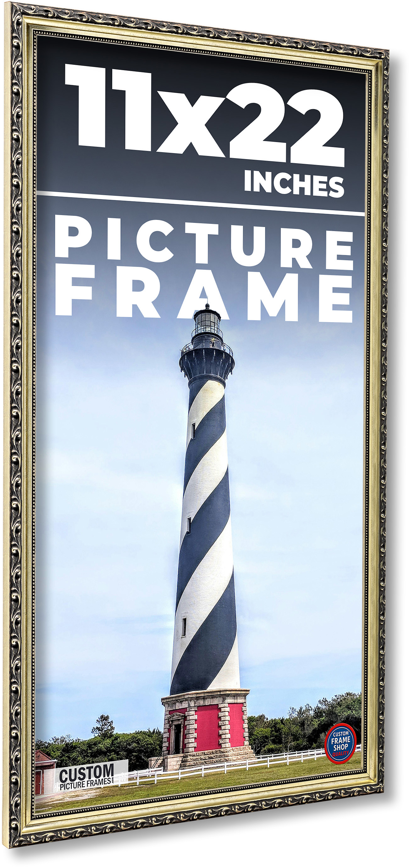 11×22 Frame Silver Solid Wood Picture Frame Width 1.125 Inches | Interior Frame