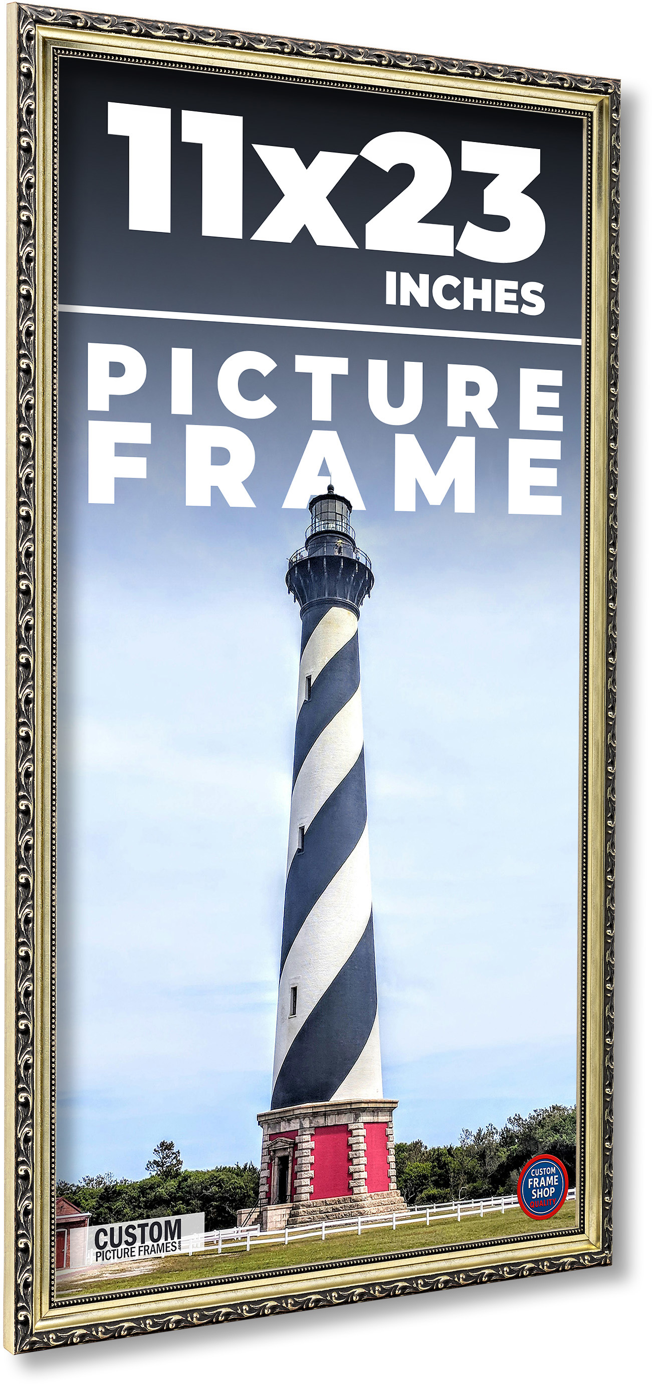 11x23 Frame Silver Solid Wood Picture Frame Width 1.125 Inches | Interior Frame main product image