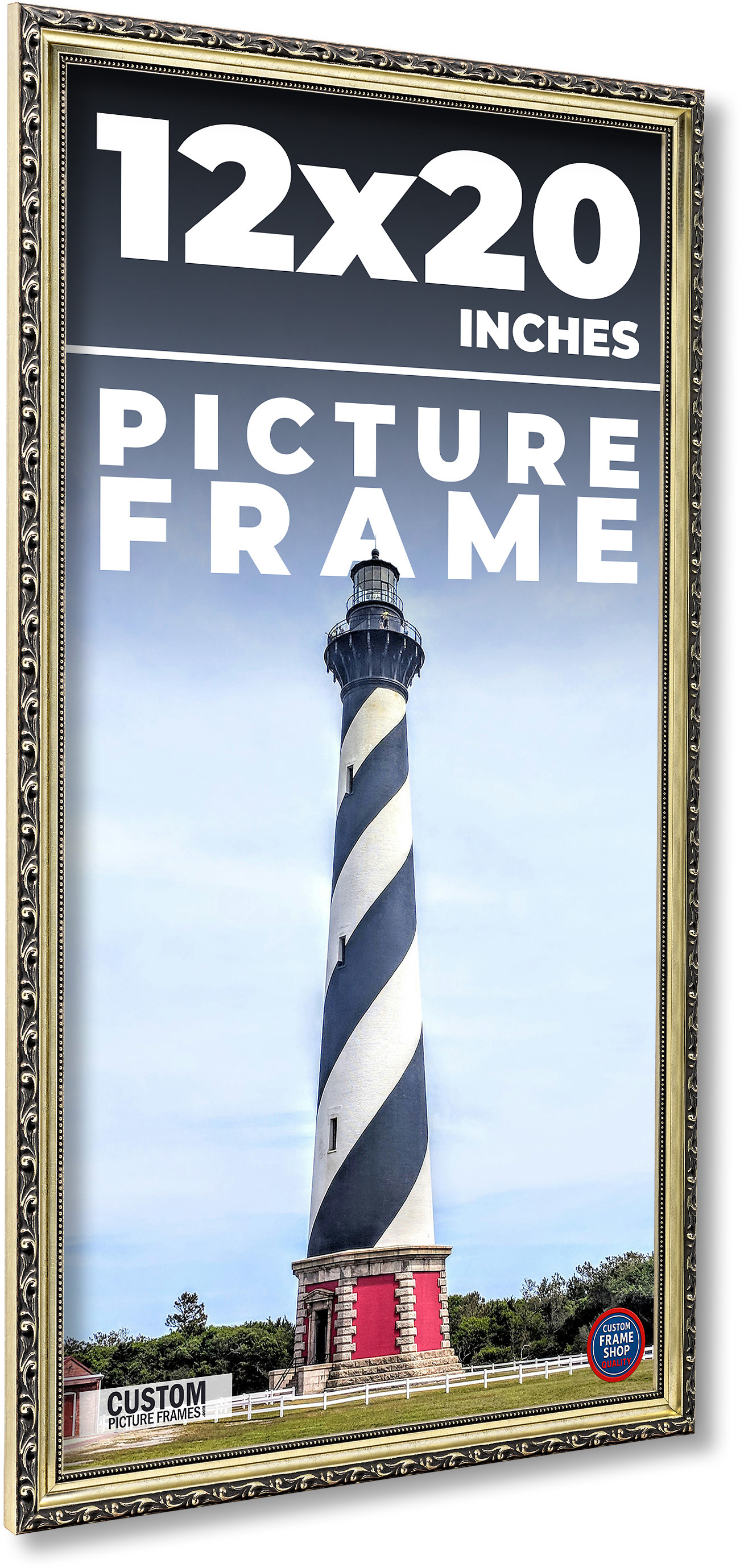 12×20 Frame Silver Solid Wood Picture Frame Width 1.125 Inches | Interior Frame