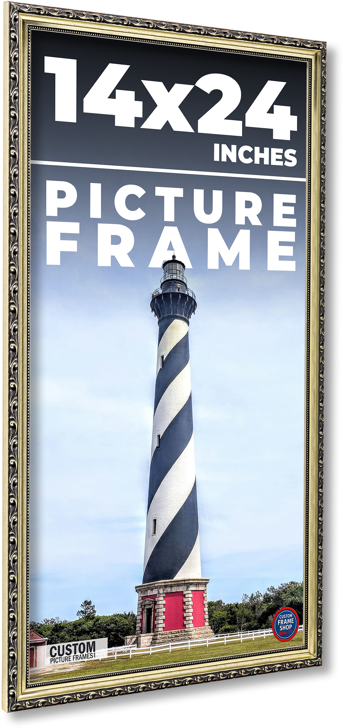14x24 Frame Silver Solid Wood Picture Frame Width 1.125 Inches | Interior Frame main product image