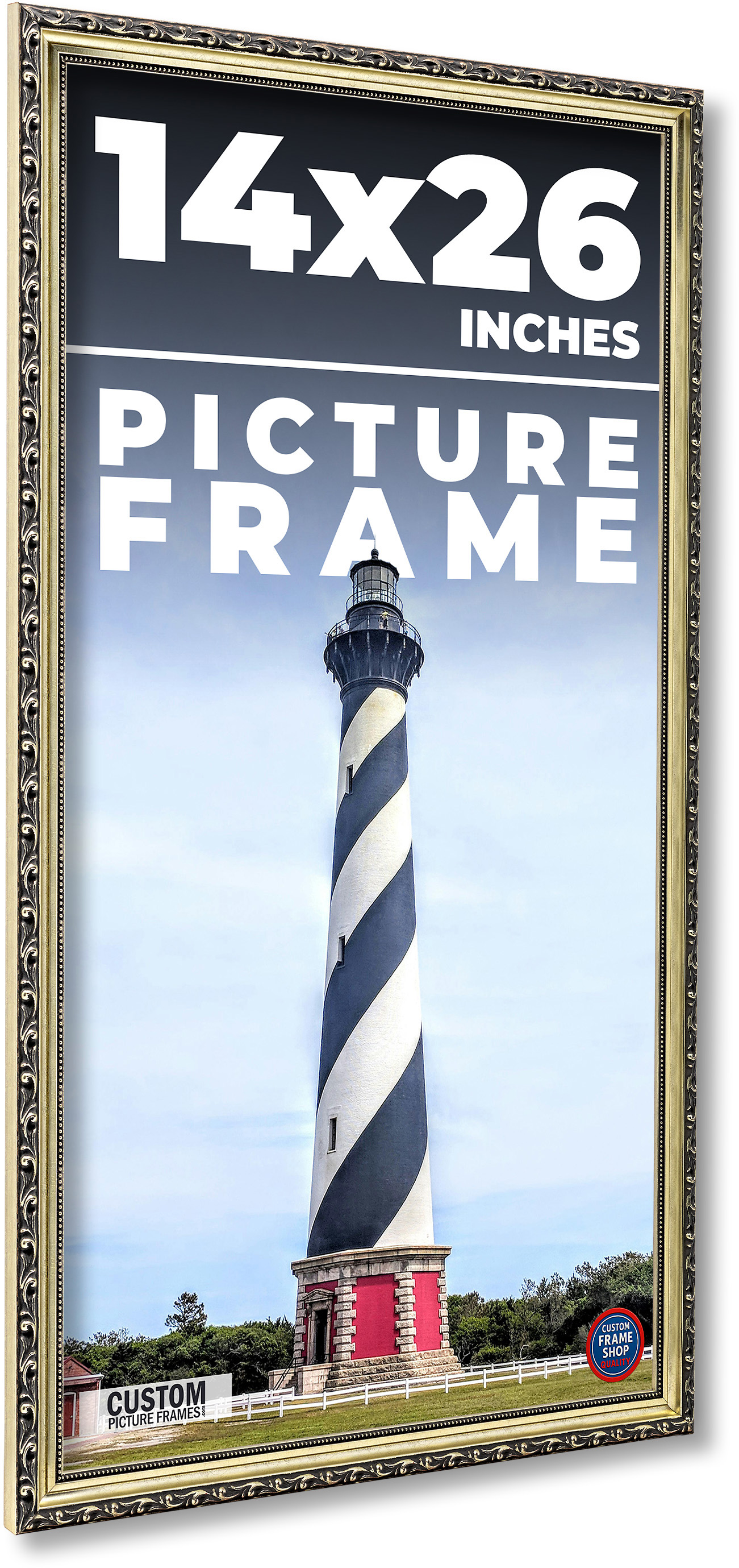 14x26 Frame Silver Solid Wood Picture Frame Width 1.125 Inches | Interior Frame main product image